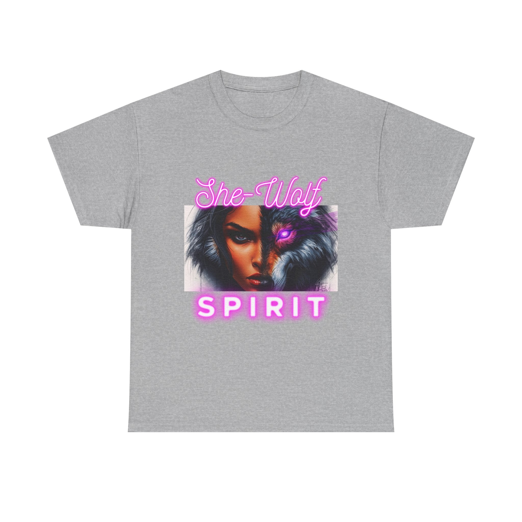 Neon Pink She-Wolf Spirit – Tribal Goddess Graphic Tee