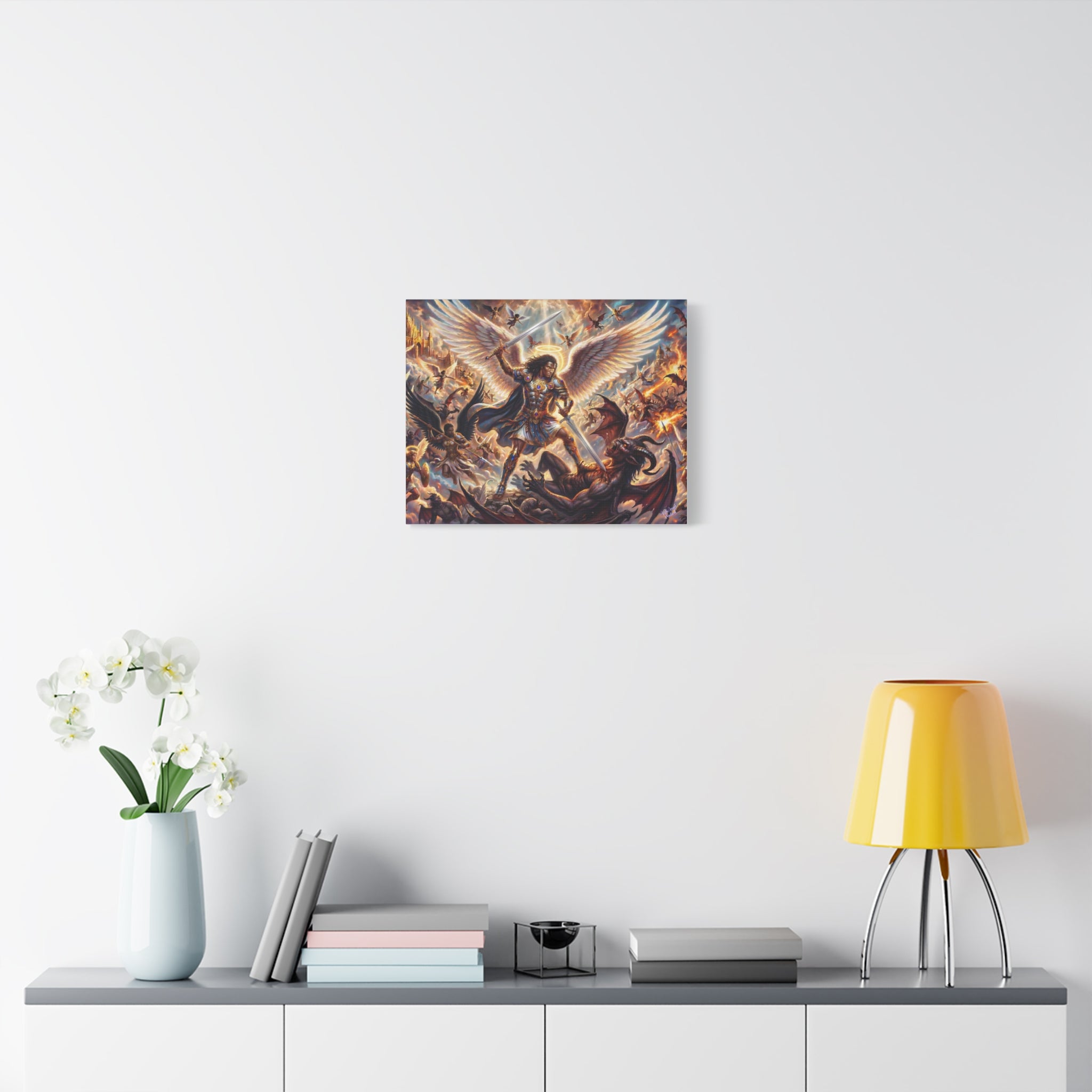 Archangel Michael Victory Canvas — Celestial Warrior Battle Wall Art ⚔️🔥