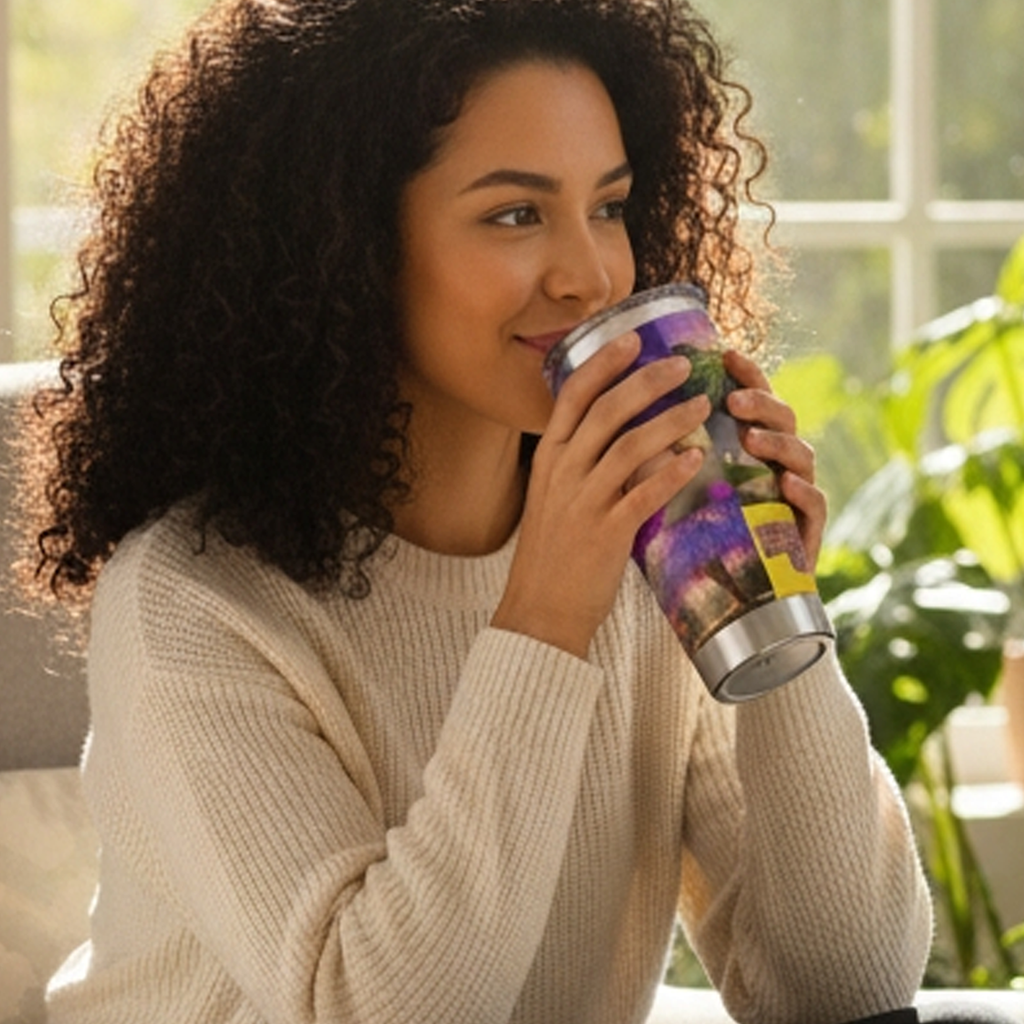 “Faith in Full Bloom — Inspirational Floral Sunset Tumbler with Scripture (20oz)”