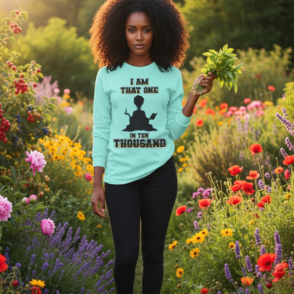Spiritual Long Sleeve Tee — "I Am That One in Ten Thousand"