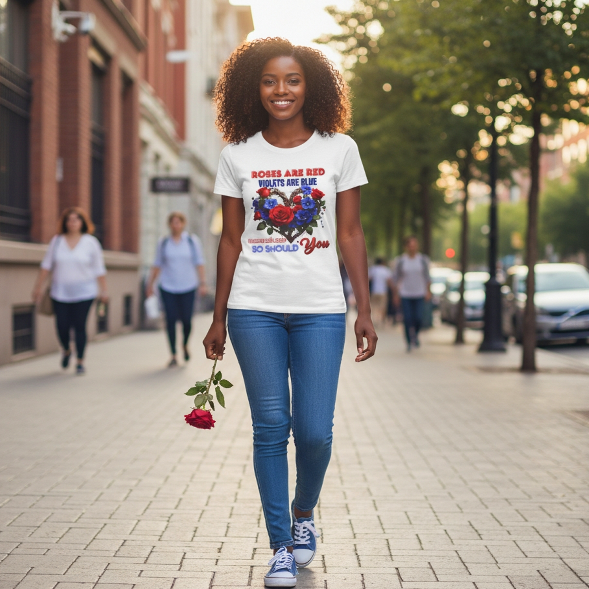 Roses Are Red Violets Are Blue Floral Heart T-Shirt — "Love Me and So Should You" Valentine Tee