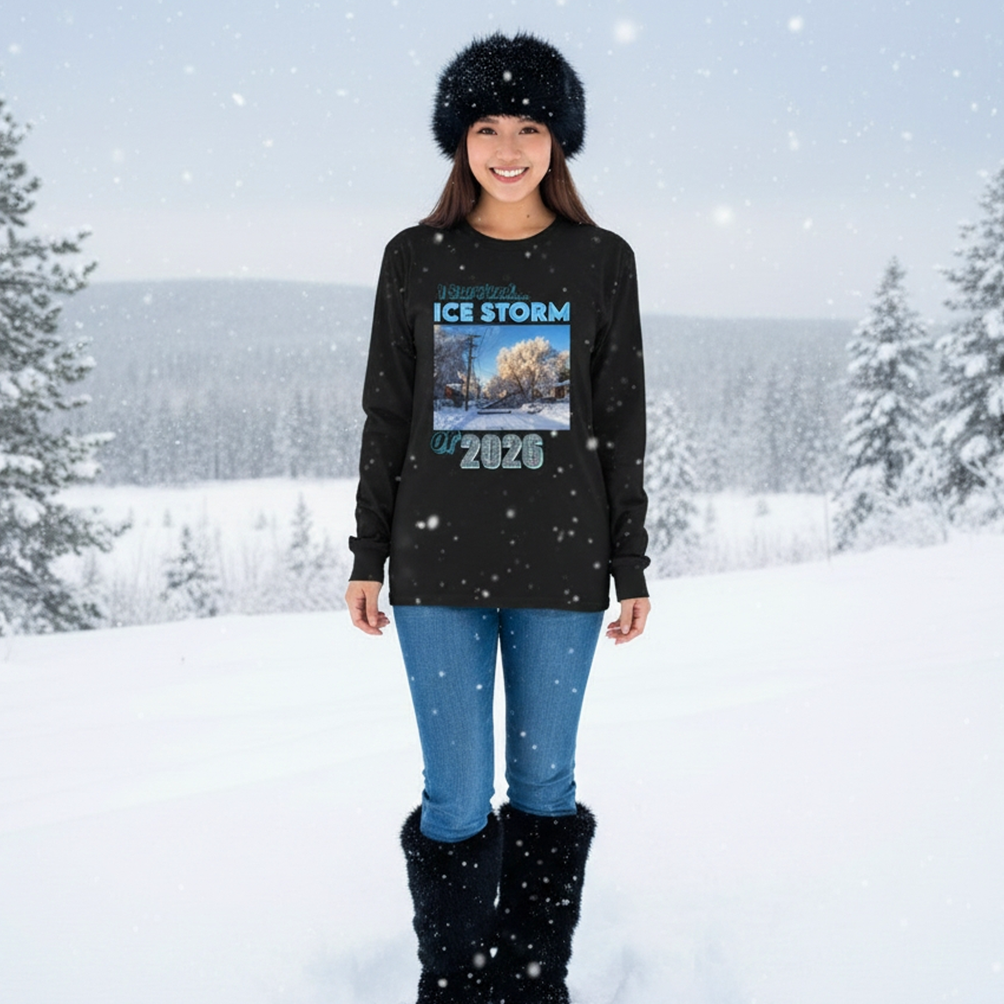 Ice Storm Survivor ’26 — Ultra Cotton Long Sleeve Tee  Nostalgic / Keepsake