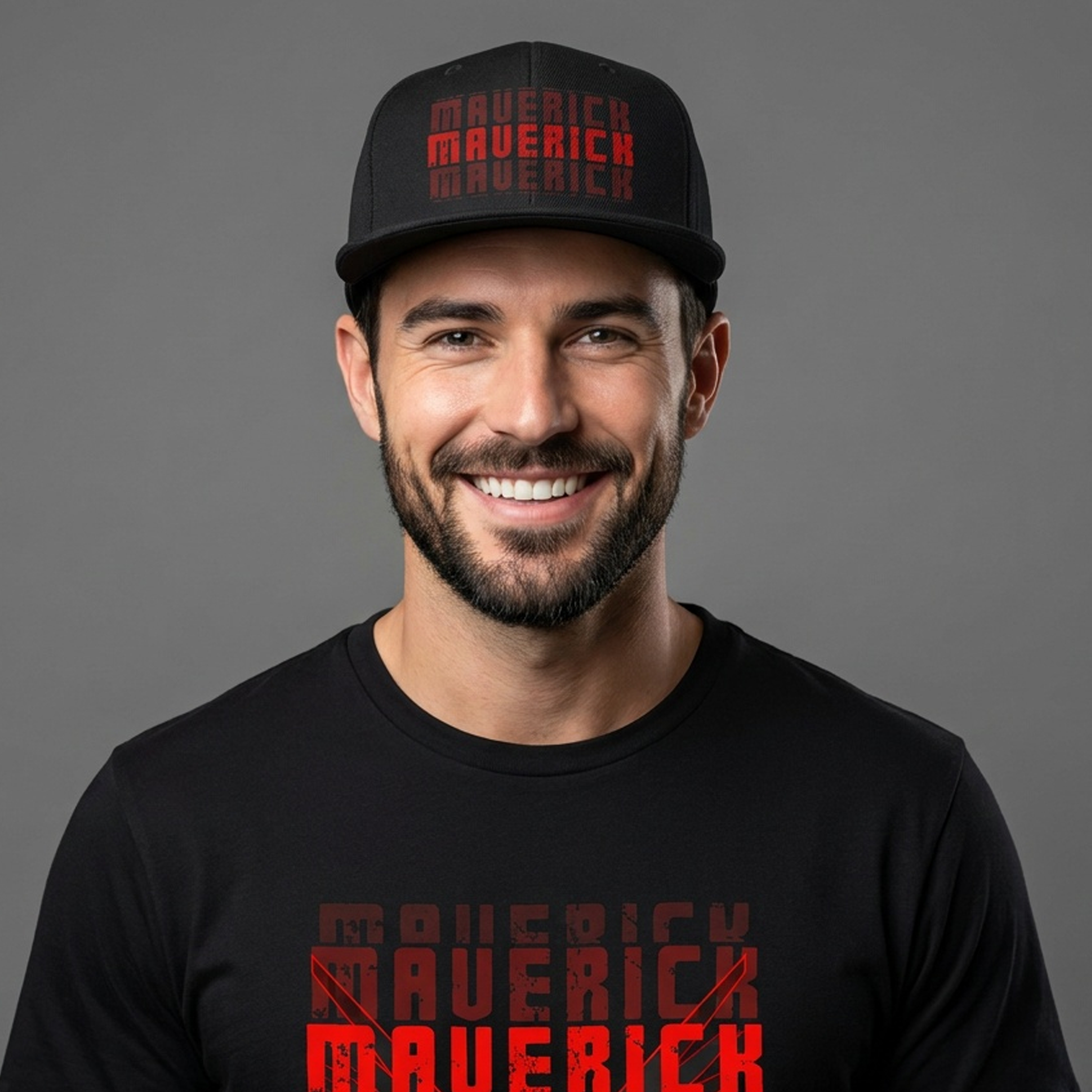 🔥🧢 Maverick Snapback Hat – Retro Red Block Logo Flat-Brim Cap ❤️✨
