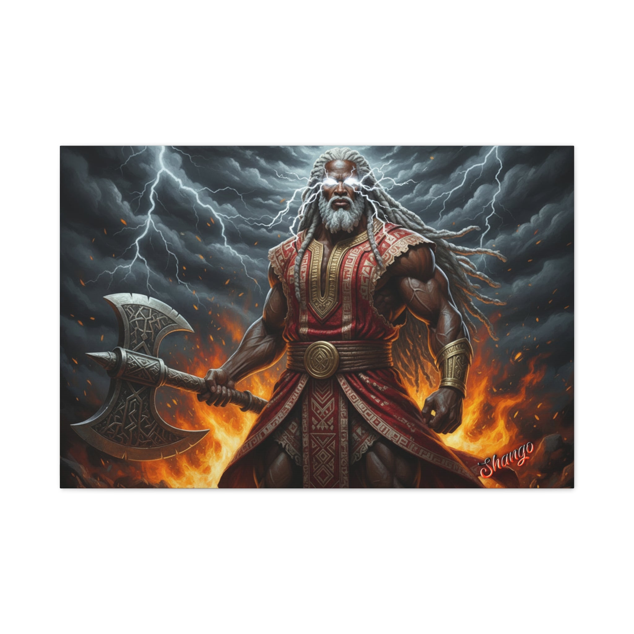 Shango, Lord of Thunder — Lightning & Fire Canvas  Mythic + Regal