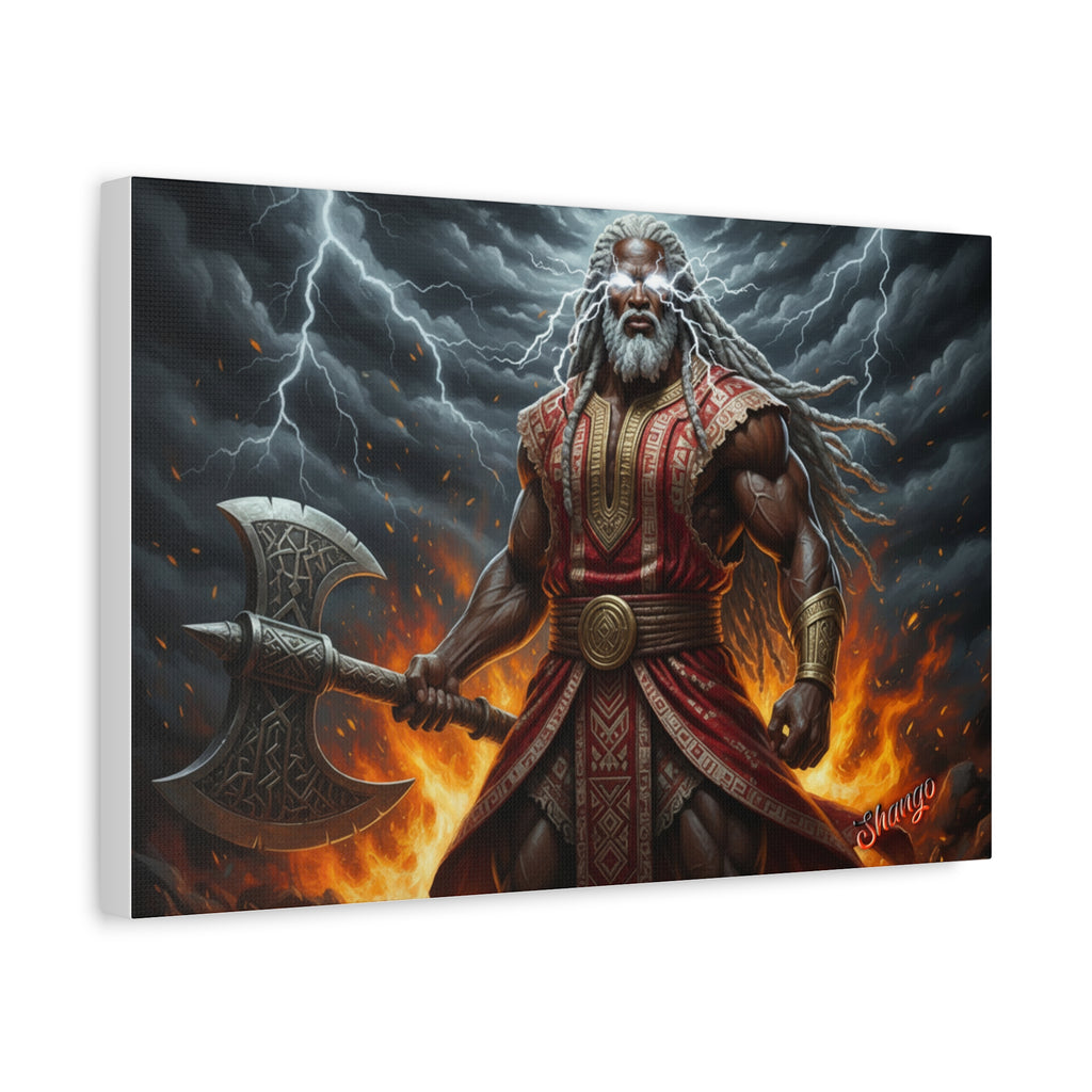 Shango, Lord of Thunder — Lightning & Fire Canvas  Mythic + Regal