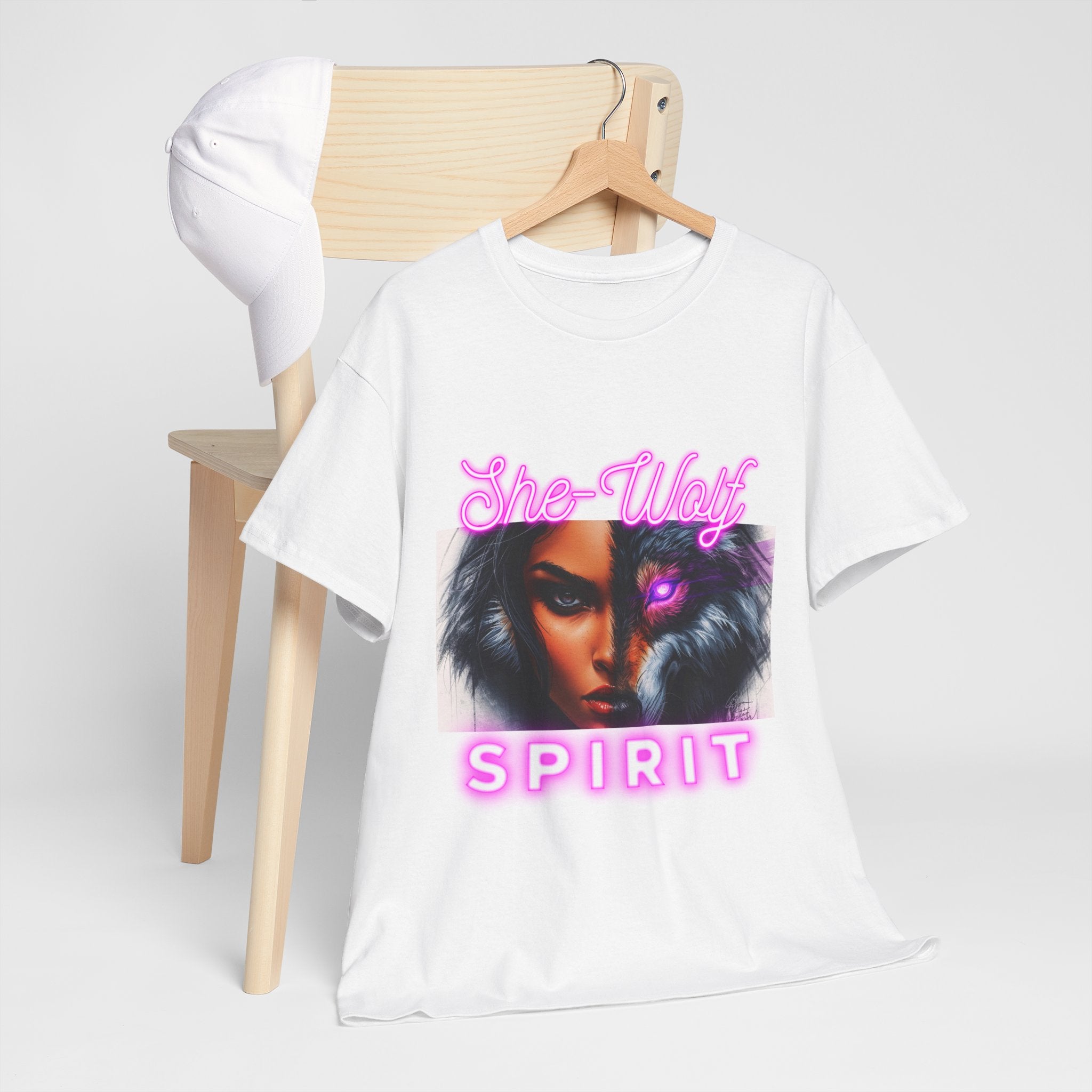 Neon Pink She-Wolf Spirit – Tribal Goddess Graphic Tee