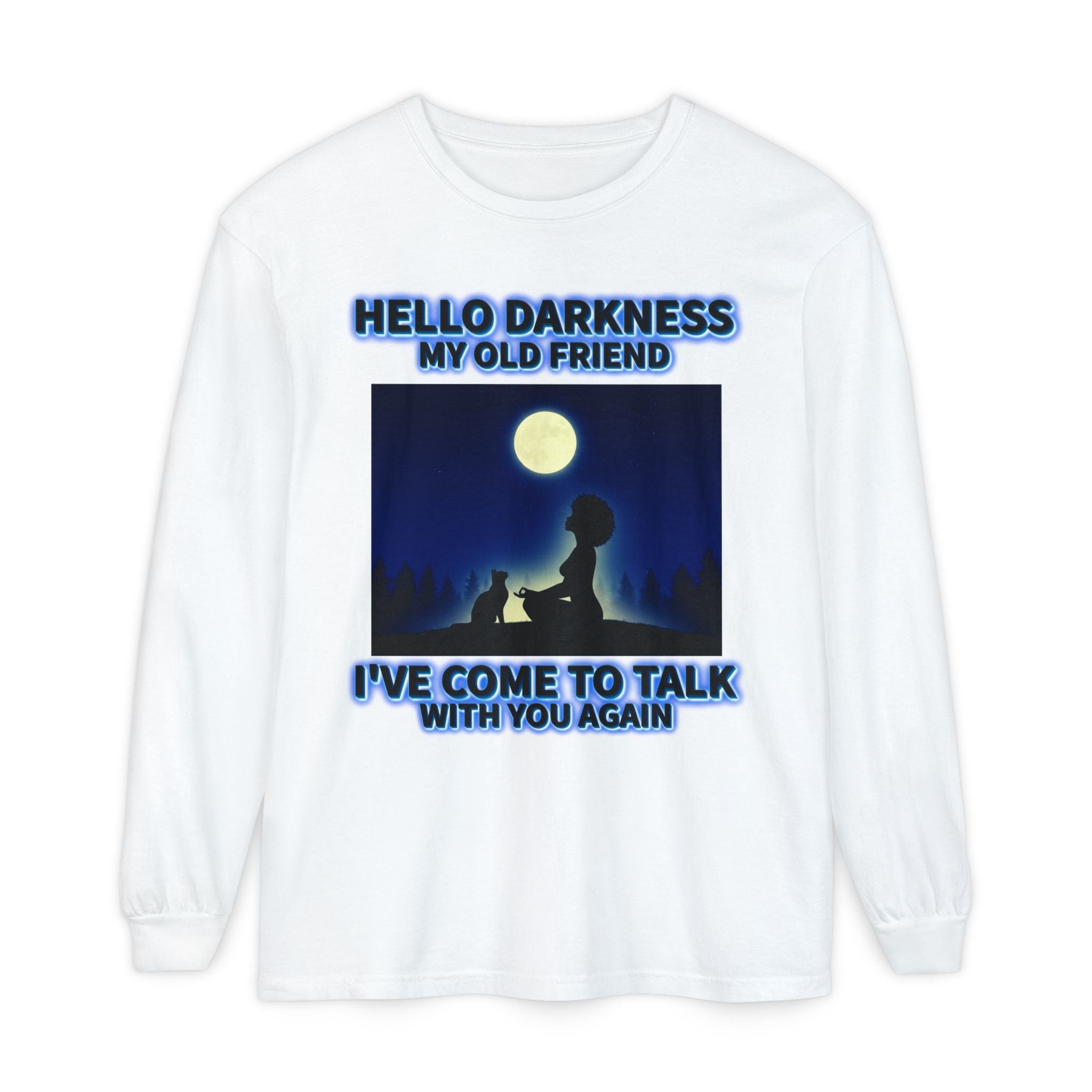 "Hello Darkness My Old Friend" Moonlit Silhouette—Long Sleeve T-Shirt