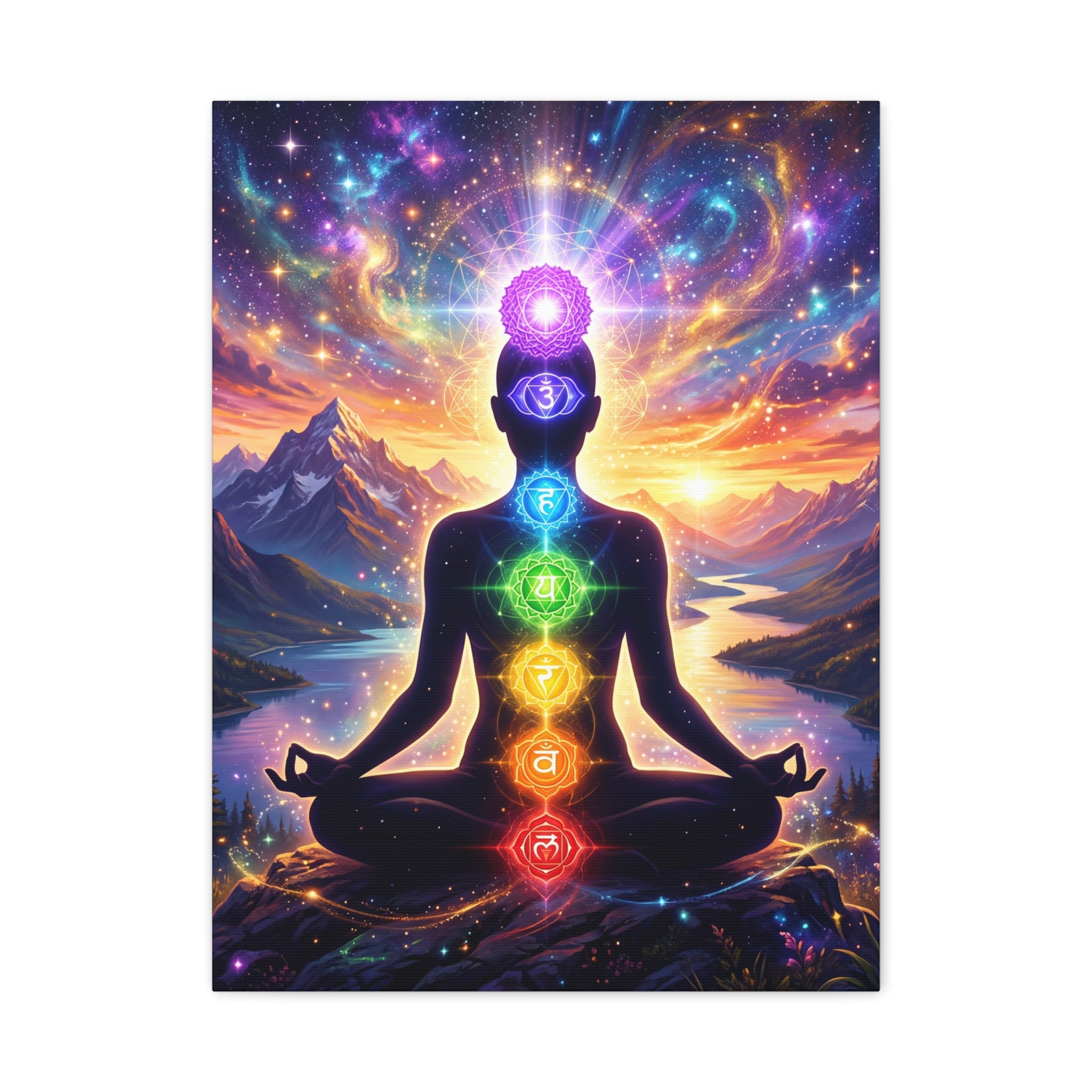 🌈✨ 7 Chakra Meditation Canvas — Energy Alignment & Spiritual Balance Wall Art 🧘🏾‍♀️🔮
