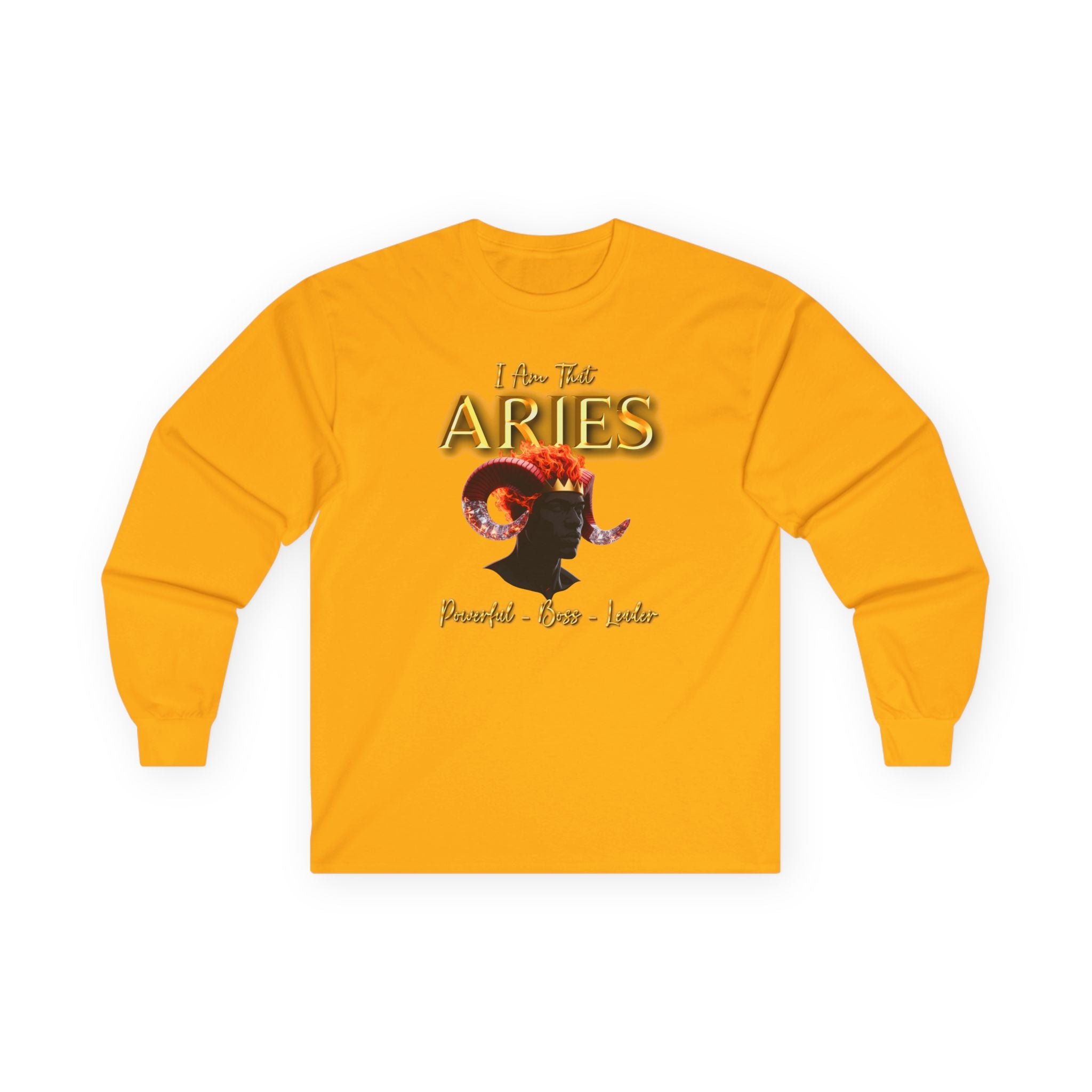 Aries Zodiac Long Sleeve Tee — "I Am The Aries" Astrology Ram Shirt
