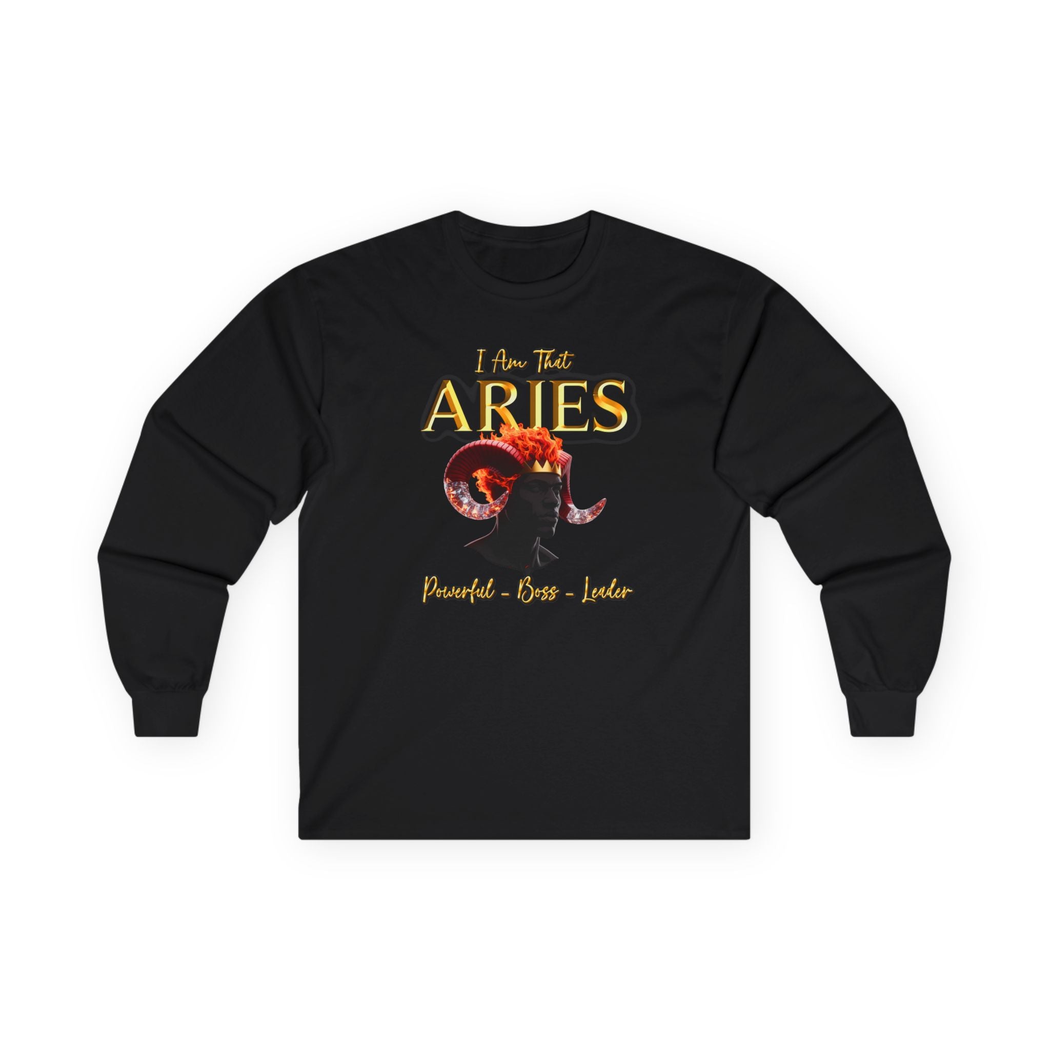 Aries Zodiac Long Sleeve Tee — "I Am The Aries" Astrology Ram Shirt
