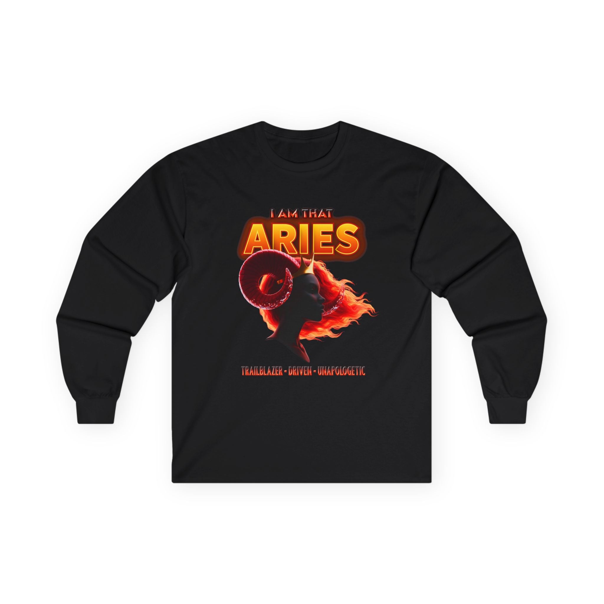 ♈🔥 I Am That Aries™ Long Sleeve Tee — Fearless Zodiac Fire Sign Shirt ✨👑🌙