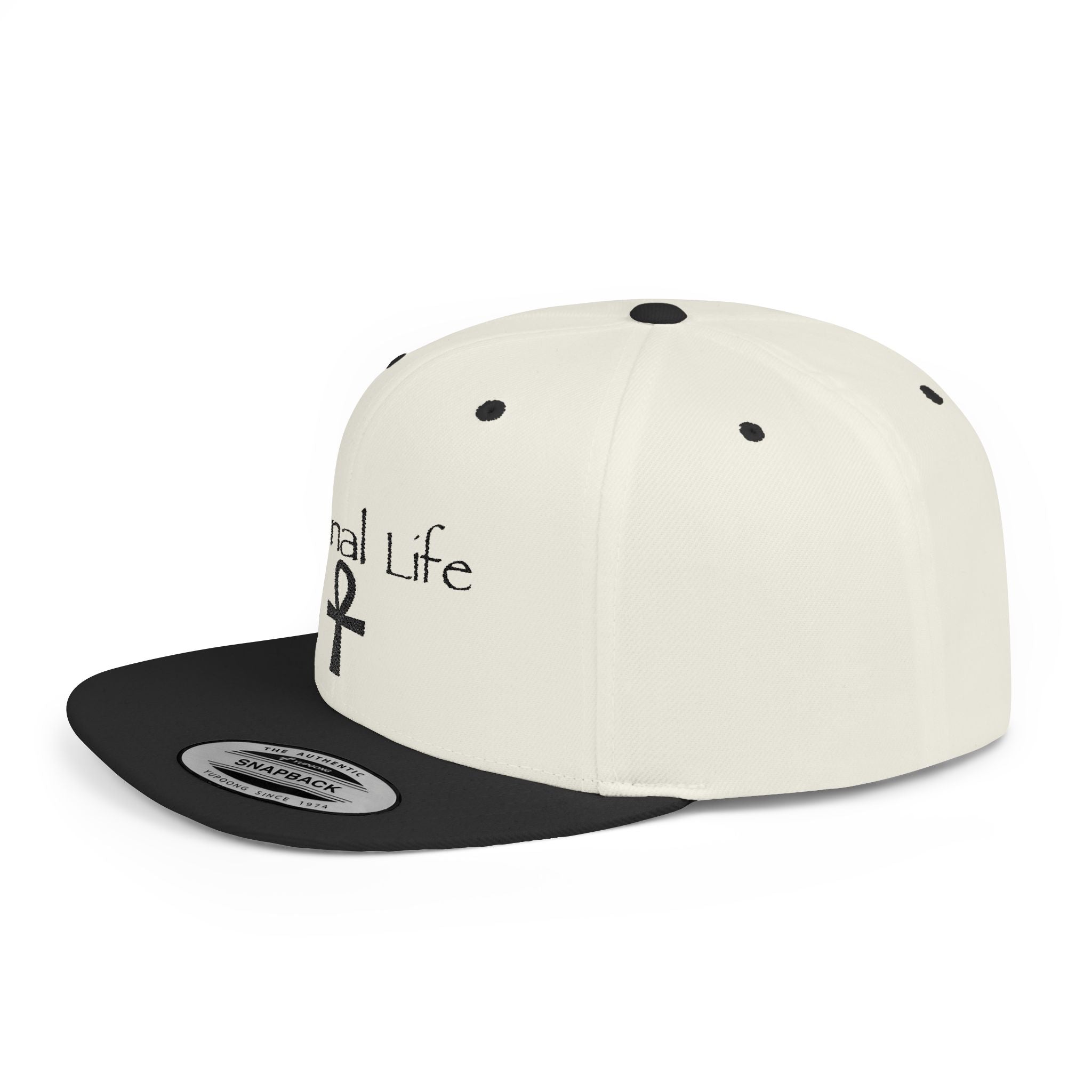 Eternal Life Snapback Hat — Ankh Embroidered Flat Bill Cap