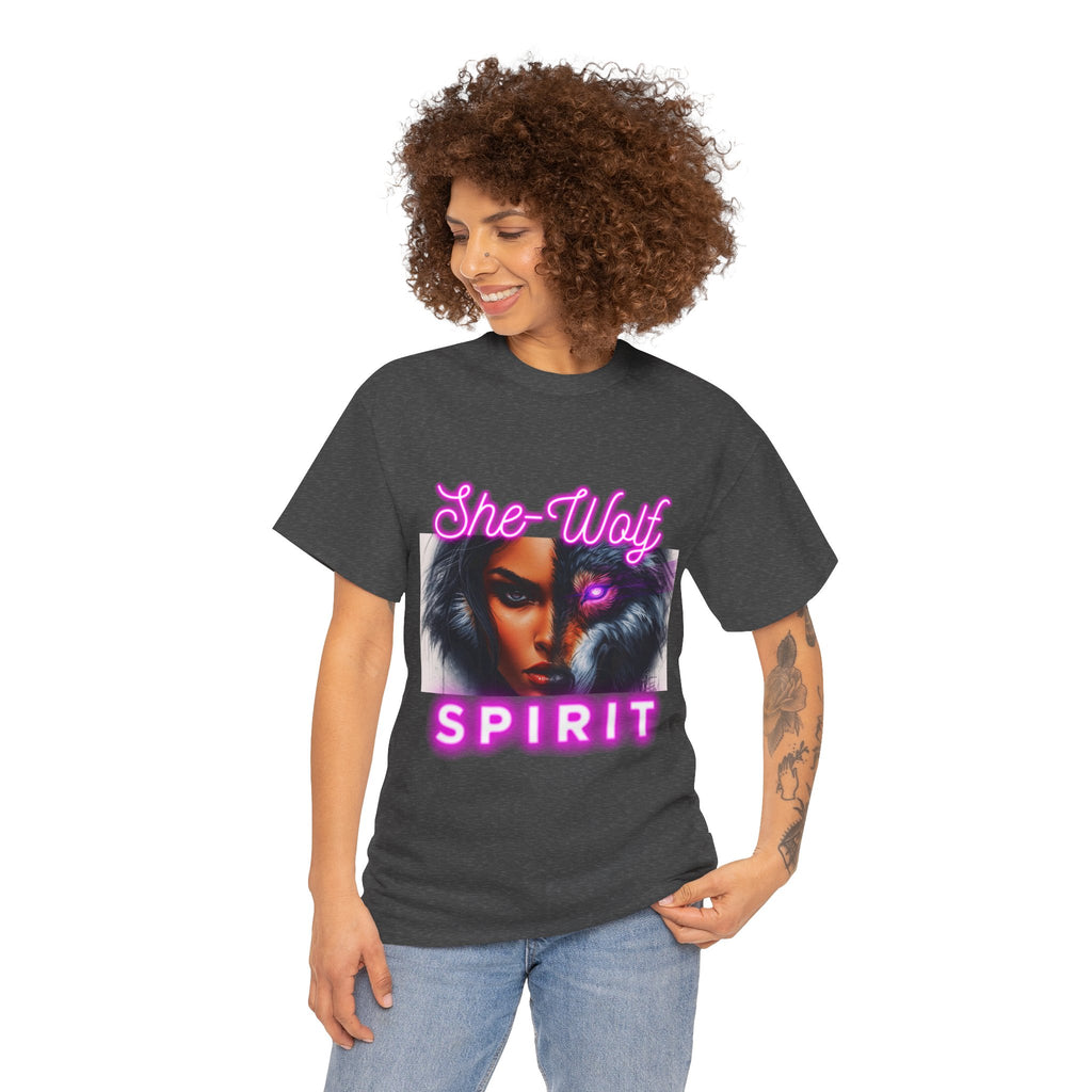 Neon Pink She-Wolf Spirit – Tribal Goddess Graphic Tee