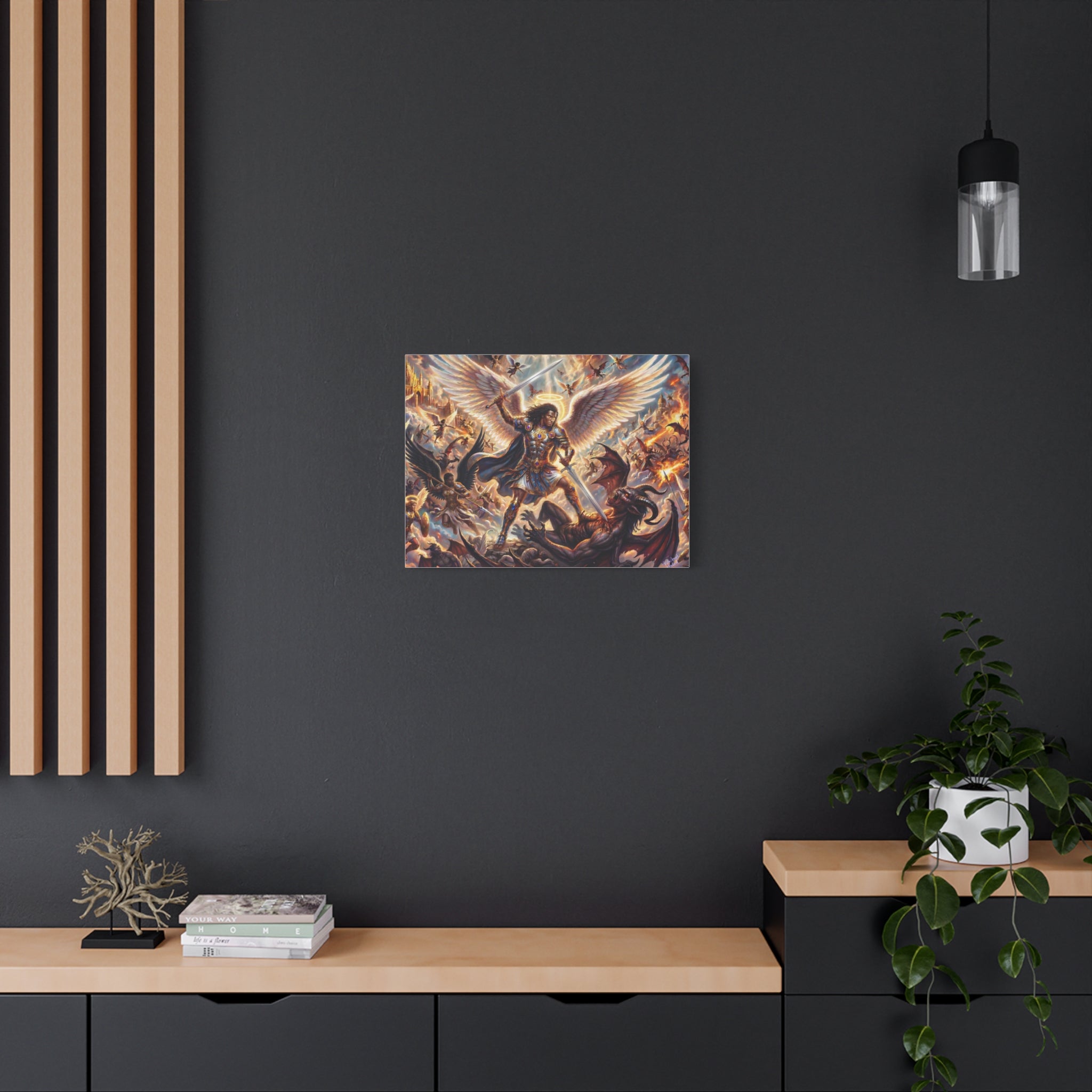 Archangel Michael Victory Canvas — Celestial Warrior Battle Wall Art ⚔️🔥