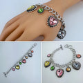 Multicolor Heart Oval Charms Chain Bracelet