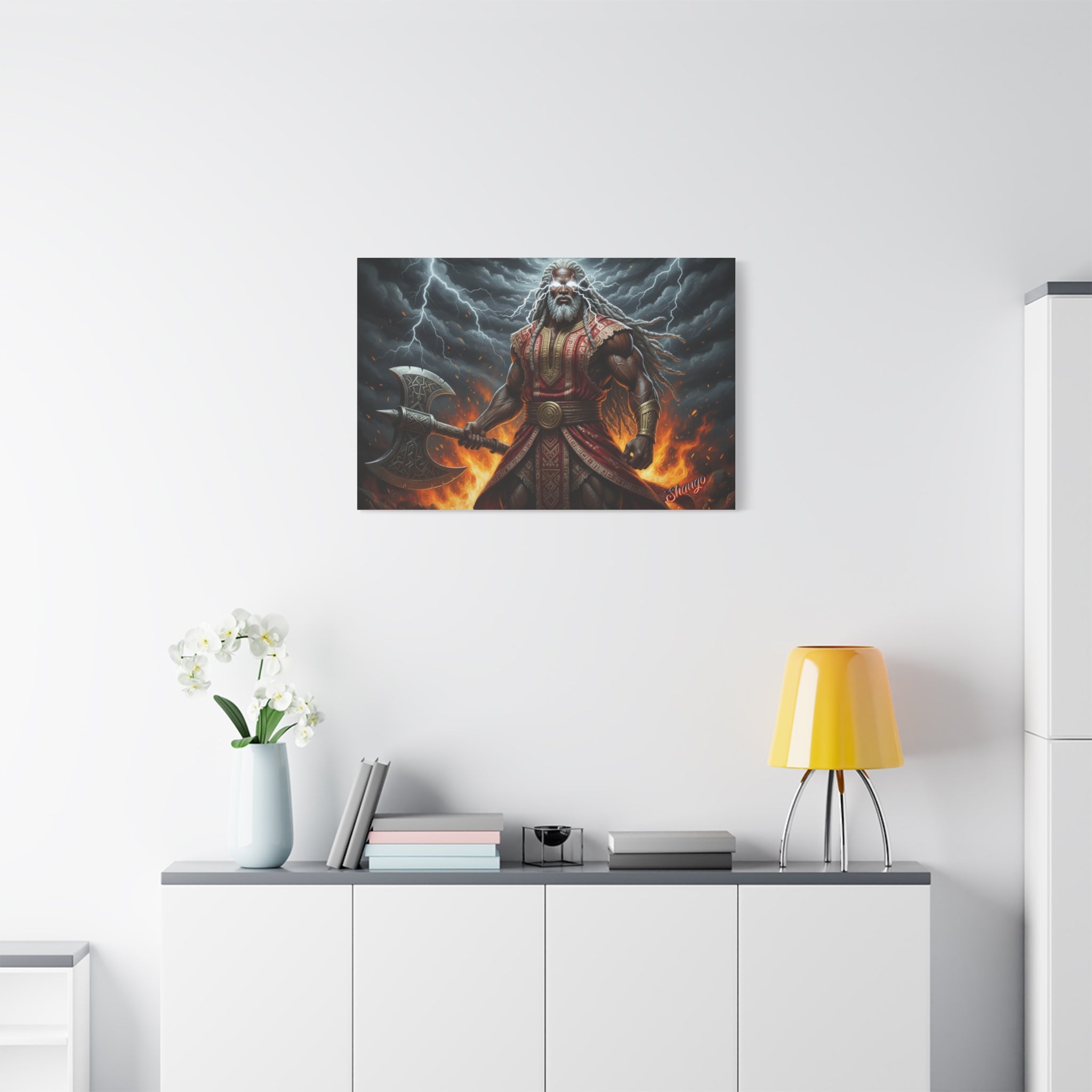 Shango, Lord of Thunder — Lightning & Fire Canvas  Mythic + Regal