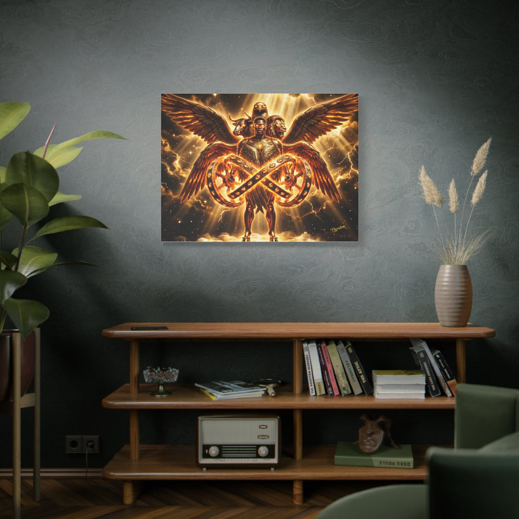 Cherubim & Sacred Wheels Canvas — Ezekiel Vision Angelic Wall Art 👼✨