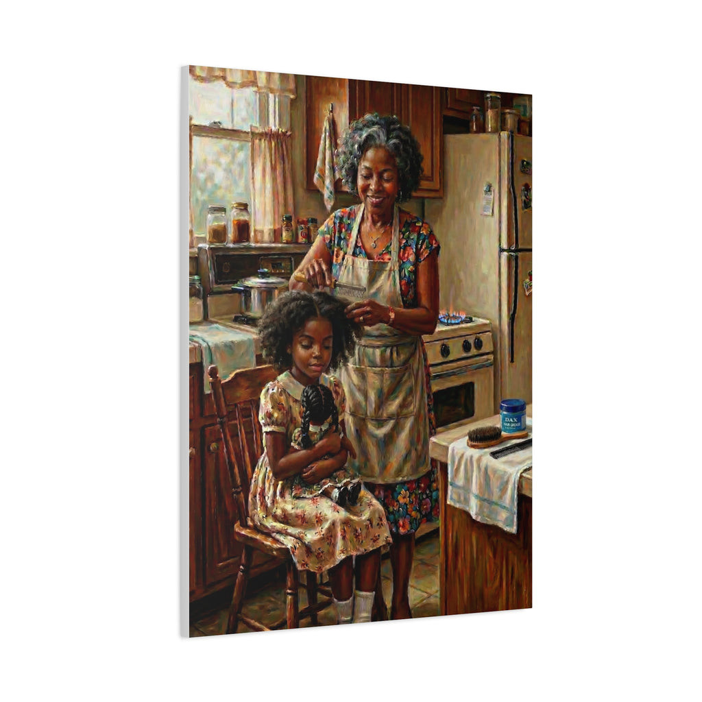 Generations of Love Canvas — Grandma Hot Comb Hair Ritual Art 💕✨