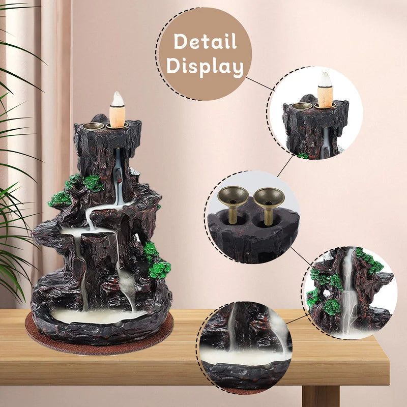 Backflow Incense Holders,Burner Waterfall,With Incense Cones&Sticks,For Home Decor or Atmosphere Adjustment