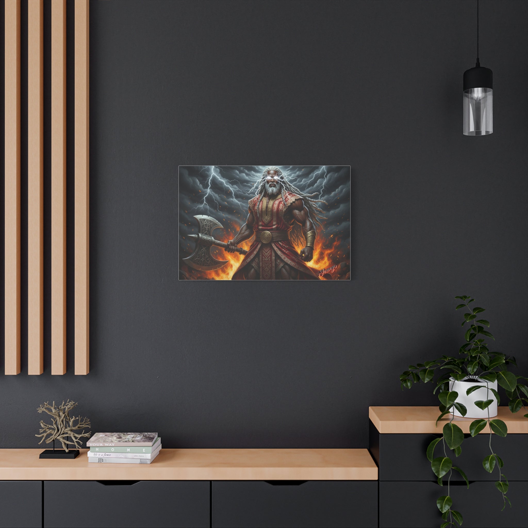Shango, Lord of Thunder — Lightning & Fire Canvas  Mythic + Regal