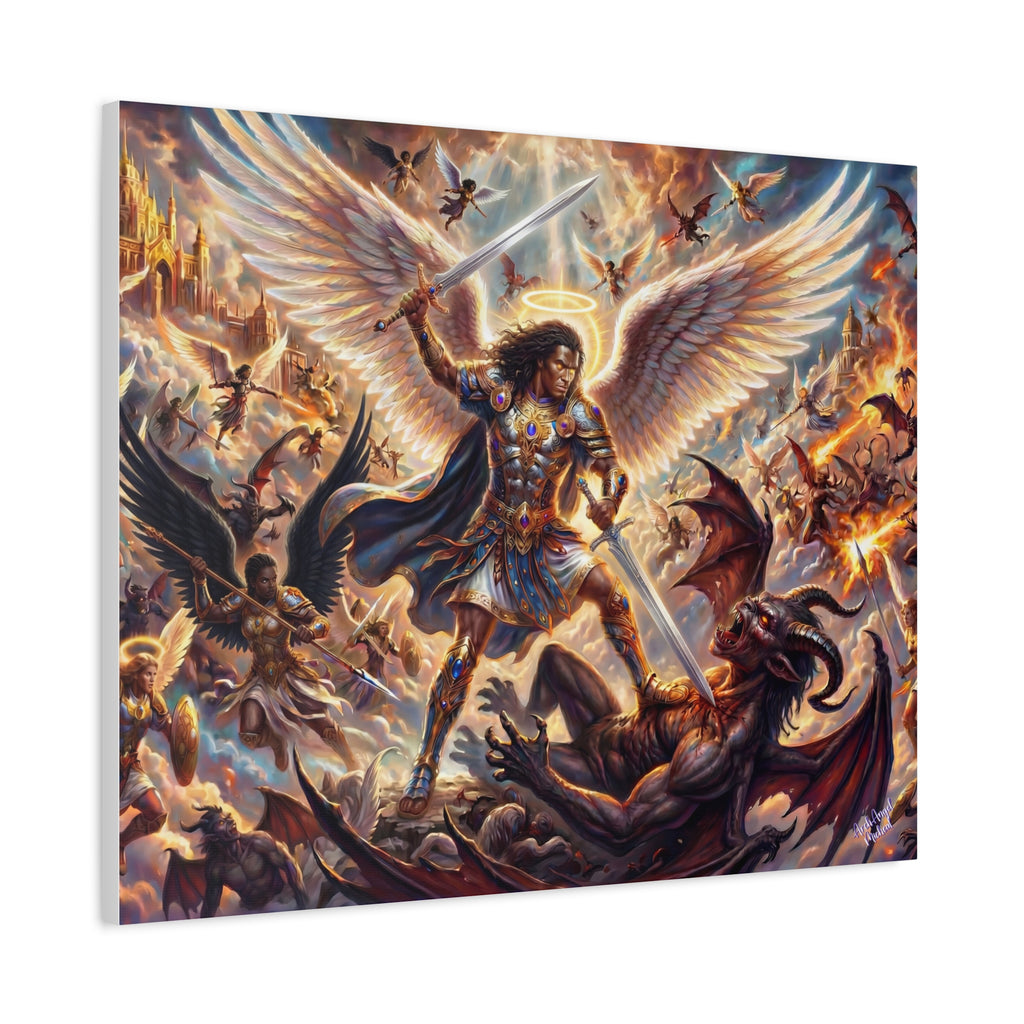 Archangel Michael Victory Canvas — Celestial Warrior Battle Wall Art ⚔️🔥