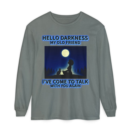 "Hello Darkness My Old Friend" Moonlit Silhouette—Long Sleeve T-Shirt