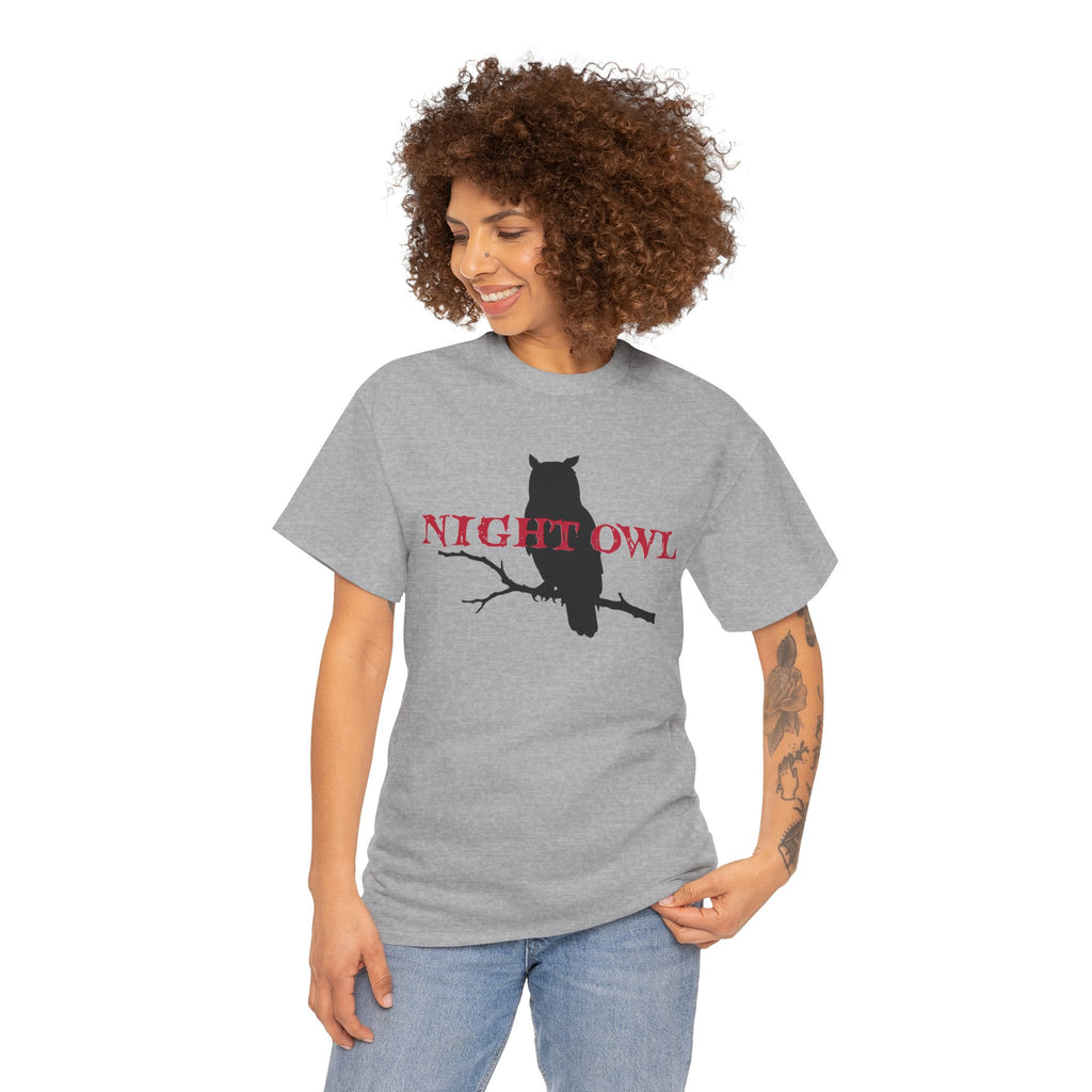 Night Owl T-Shirt — Silhouette Owl on Branch Graphic Tee