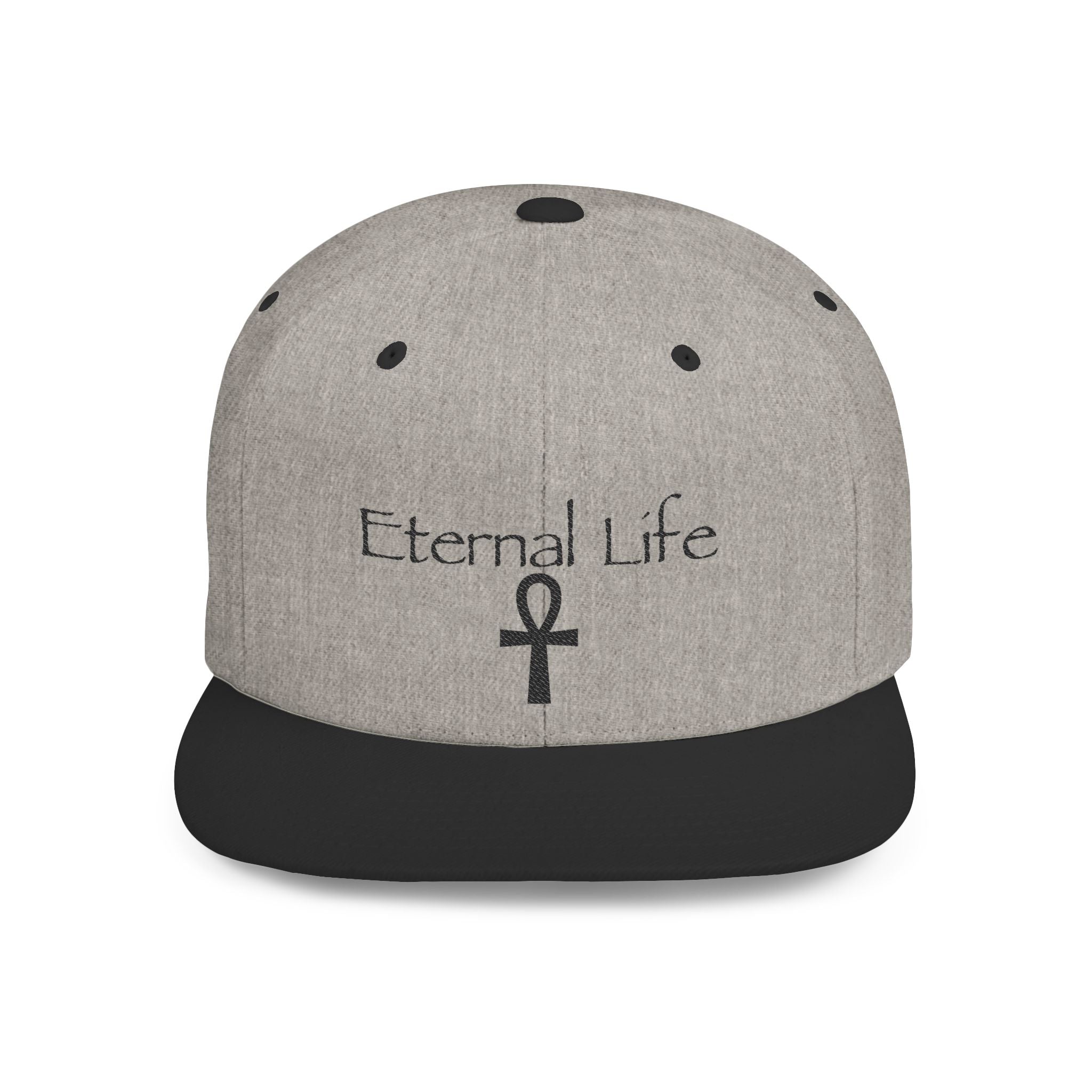 Eternal Life Snapback Hat — Ankh Embroidered Flat Bill Cap