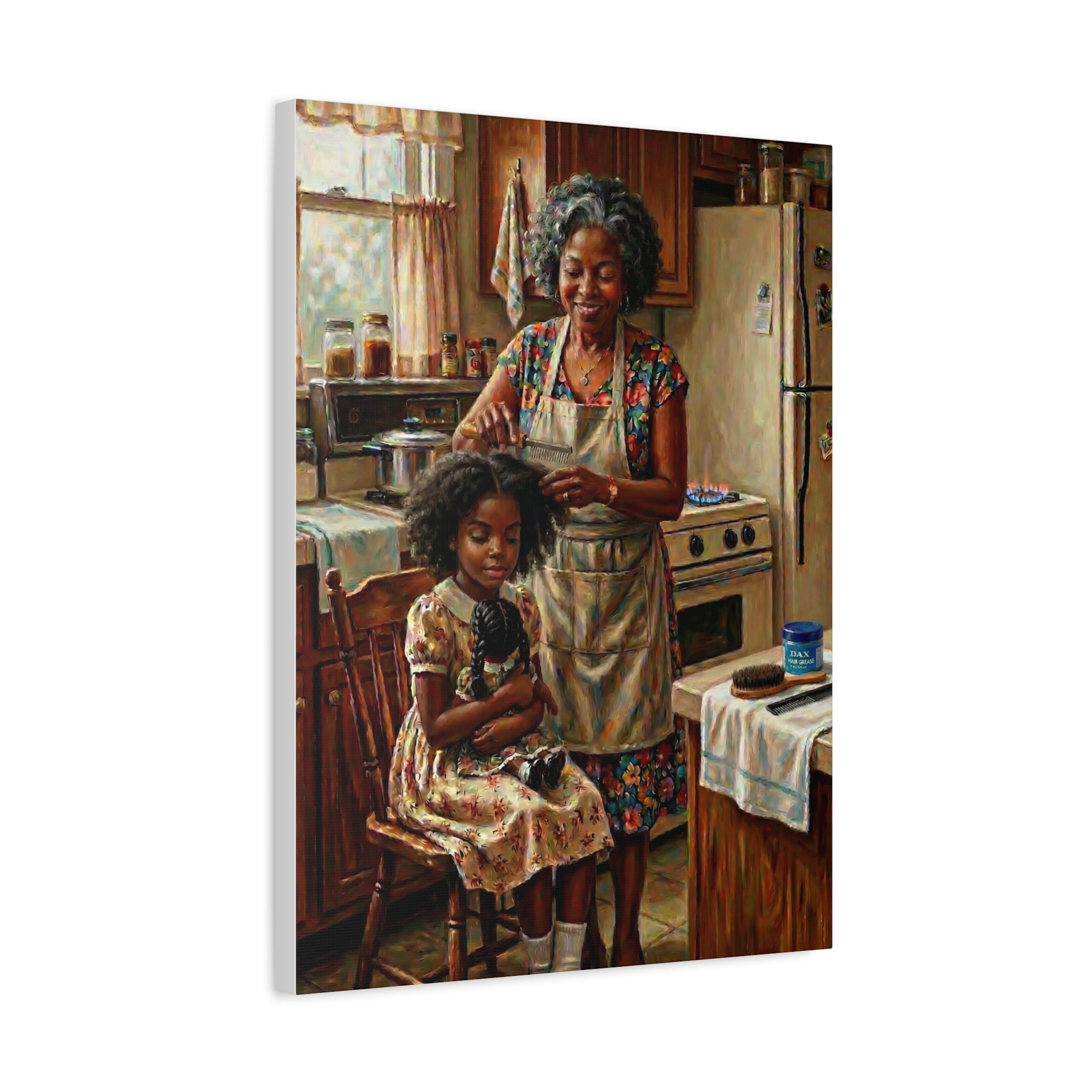 Generations of Love Canvas — Grandma Hot Comb Hair Ritual Art 💕✨