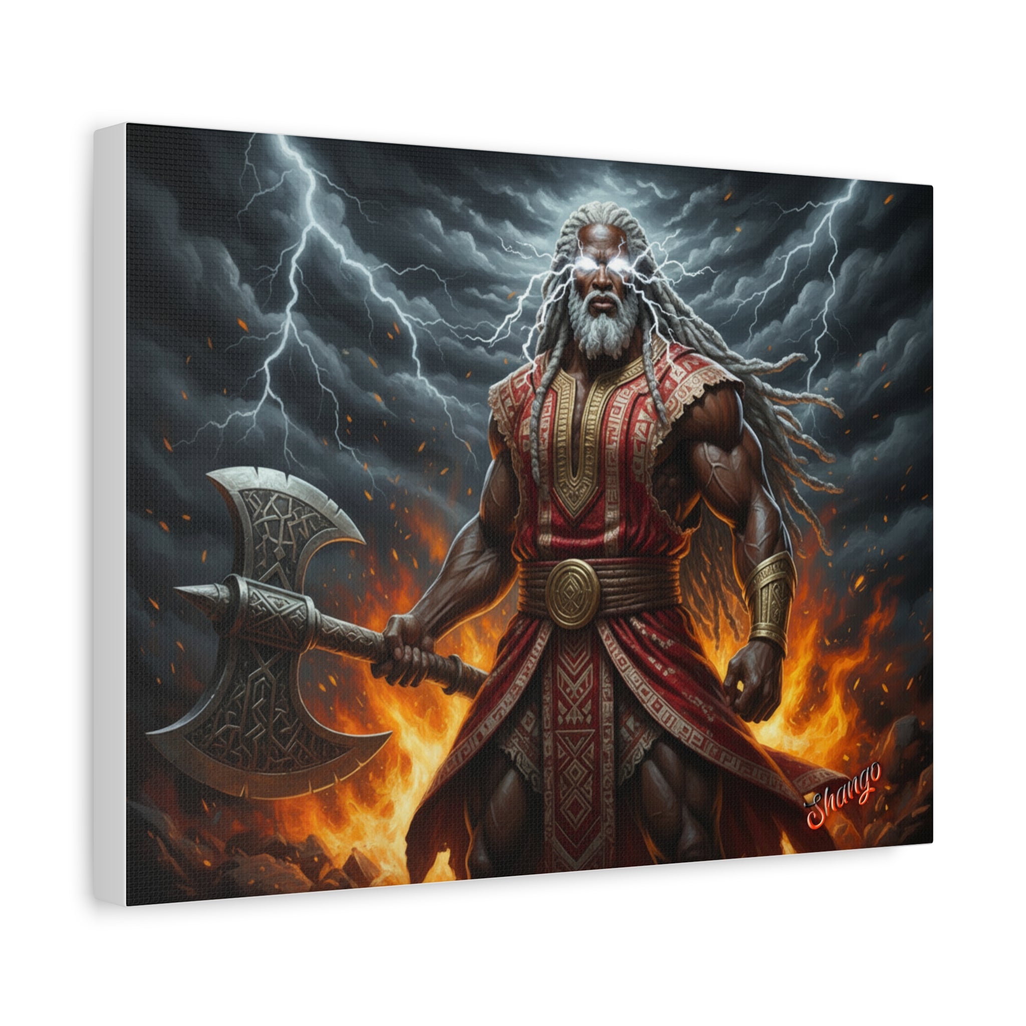 Shango, Lord of Thunder — Lightning & Fire Canvas  Mythic + Regal