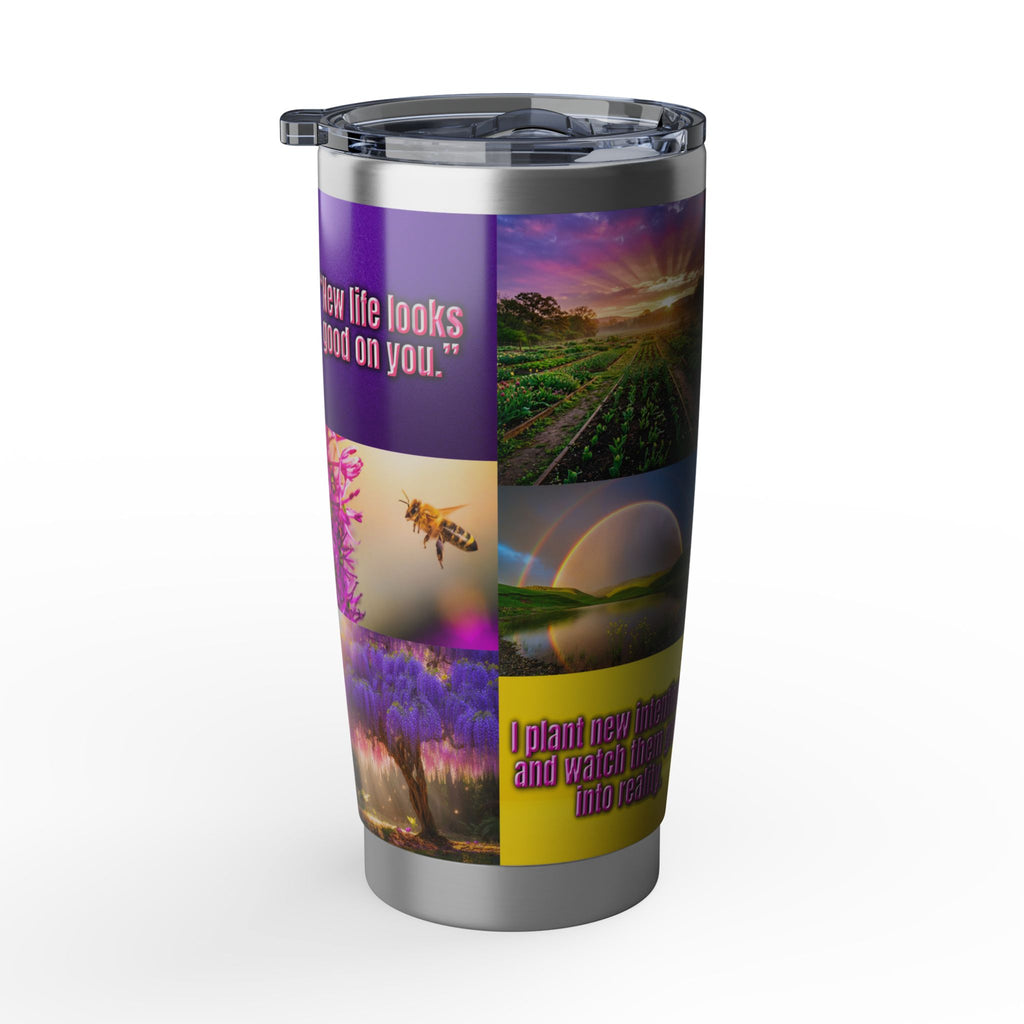 “Faith in Full Bloom — Inspirational Floral Sunset Tumbler with Scripture (20oz)”