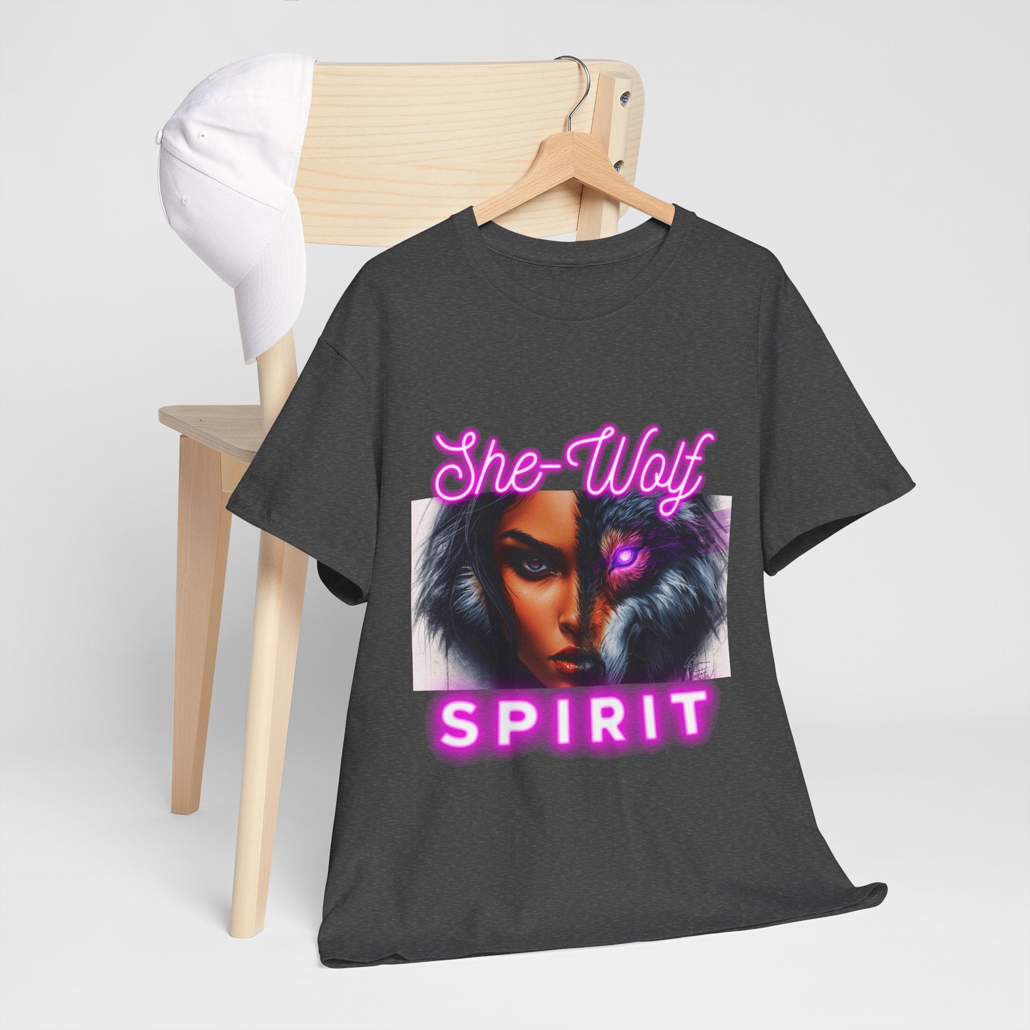 Neon Pink She-Wolf Spirit – Tribal Goddess Graphic Tee