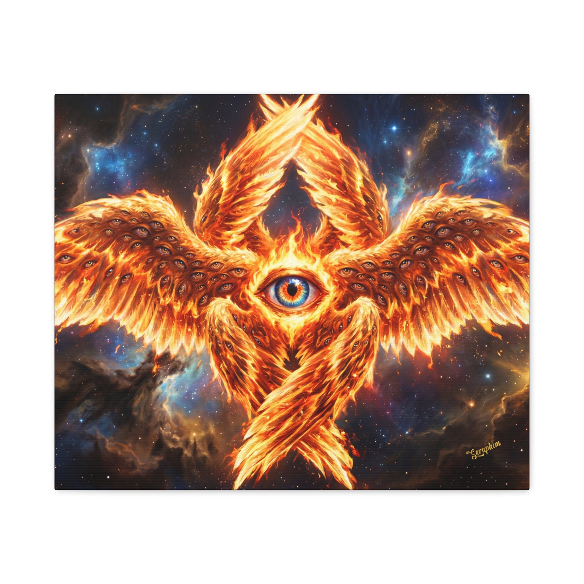 🔥👁️ Holy Seraphim Throne Canvas — Celestial Angelic Realm Wall Art ✨🕊️
