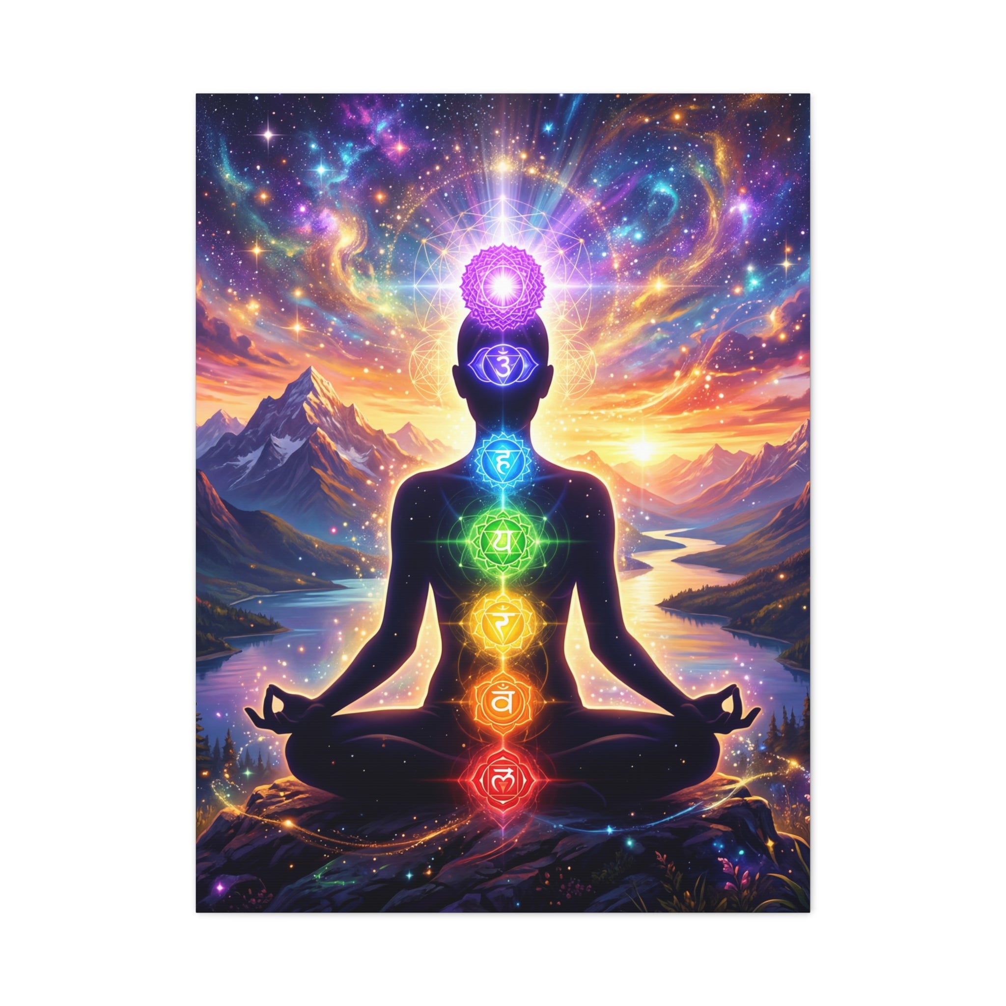 🌈✨ 7 Chakra Meditation Canvas — Energy Alignment & Spiritual Balance Wall Art 🧘🏾‍♀️🔮