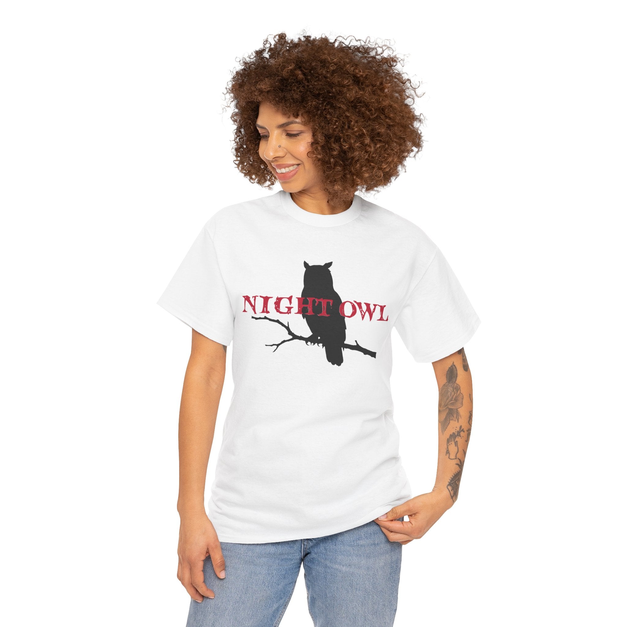 Night Owl T-Shirt — Silhouette Owl on Branch Graphic Tee