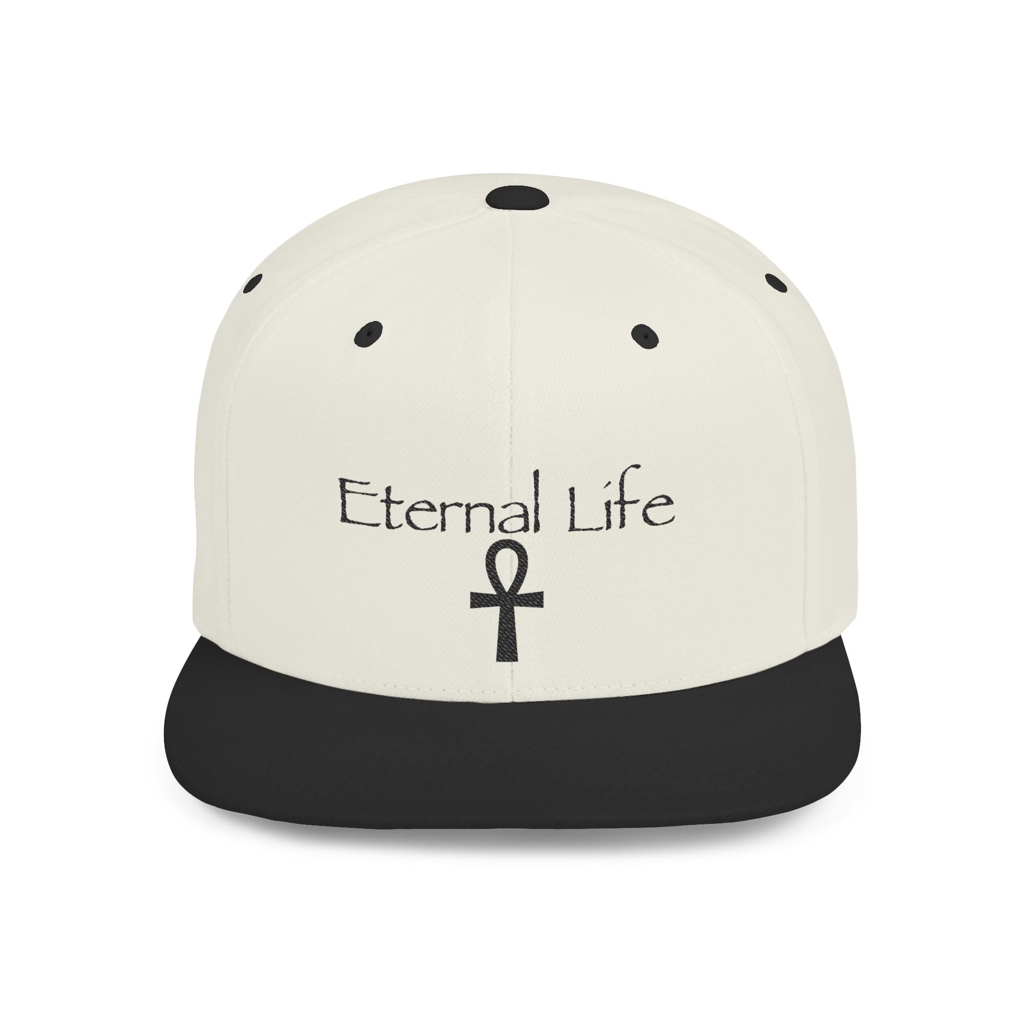 Eternal Life Snapback Hat — Ankh Embroidered Flat Bill Cap