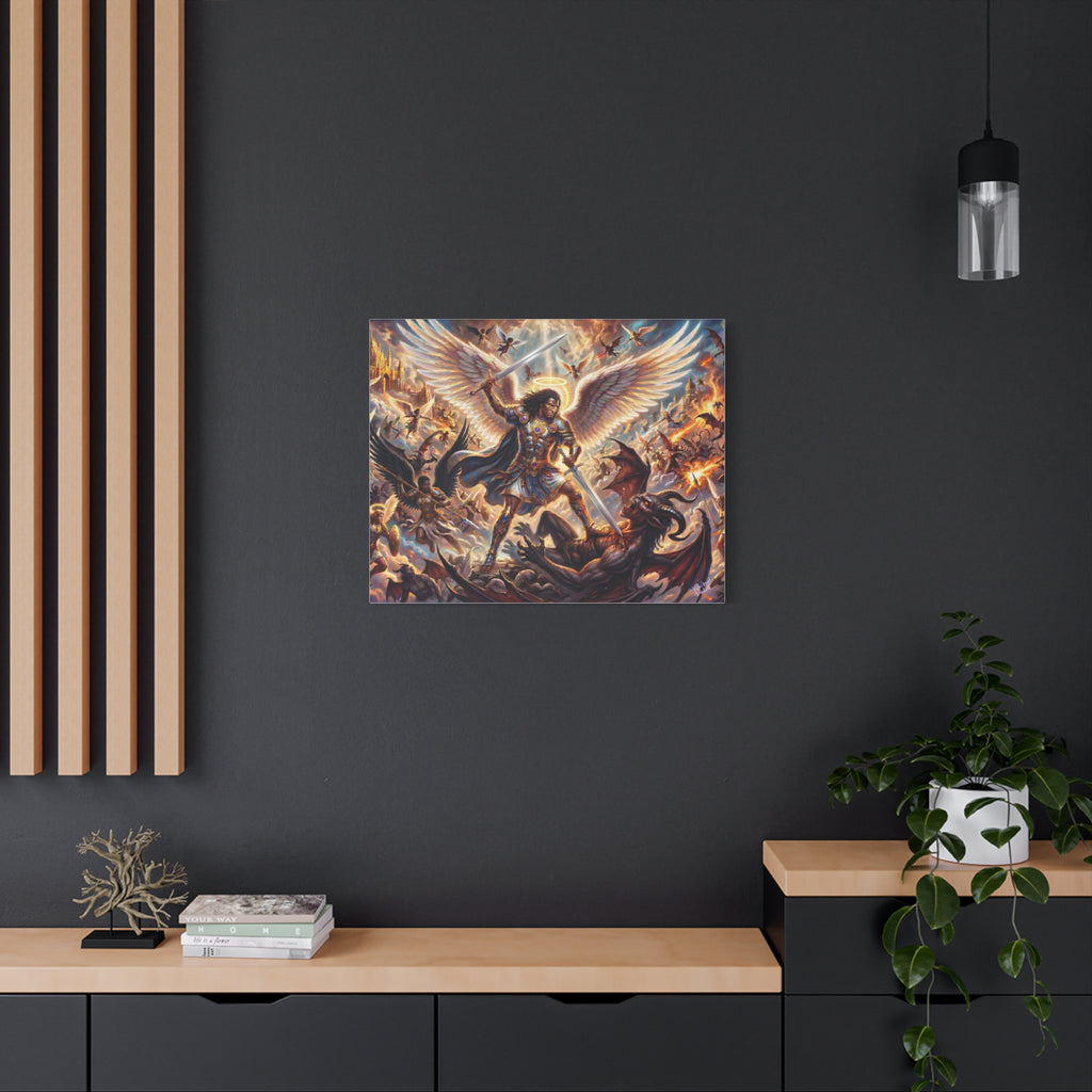 Archangel Michael Victory Canvas — Celestial Warrior Battle Wall Art ⚔️🔥