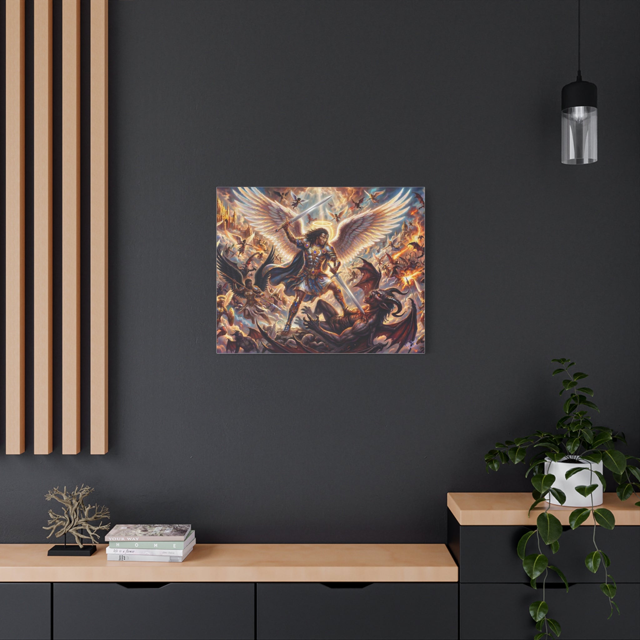 Archangel Michael Victory Canvas — Celestial Warrior Battle Wall Art ⚔️🔥