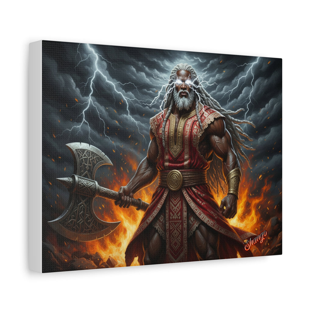 Shango, Lord of Thunder — Lightning & Fire Canvas  Mythic + Regal