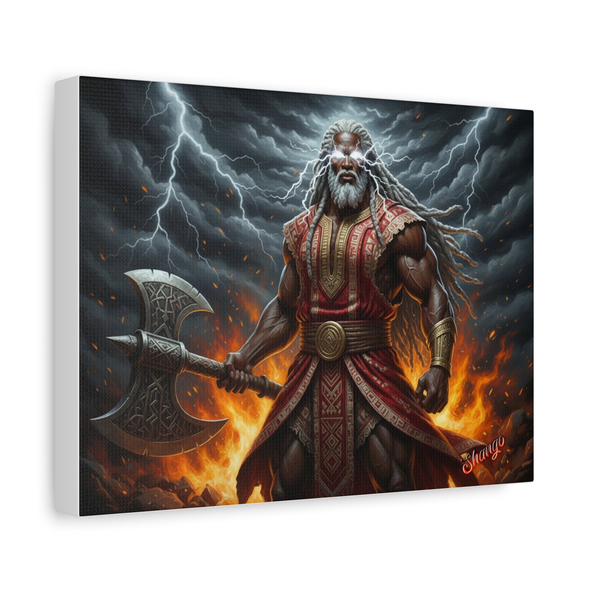 Shango, Lord of Thunder — Lightning & Fire Canvas  Mythic + Regal