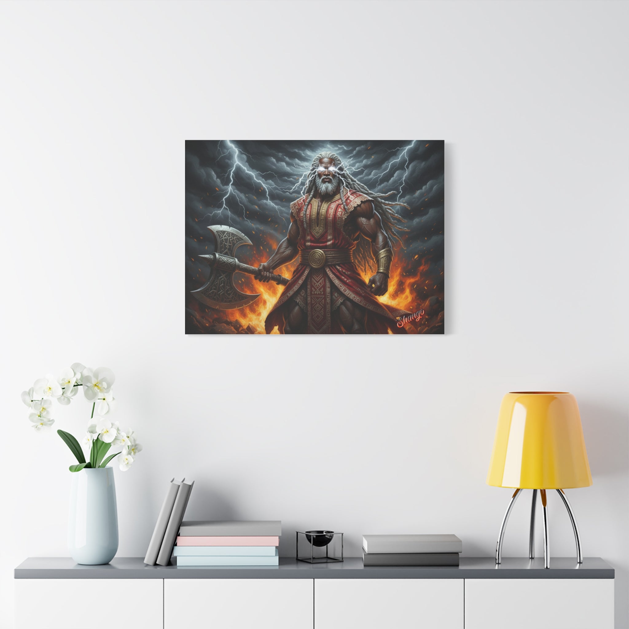 Shango, Lord of Thunder — Lightning & Fire Canvas  Mythic + Regal