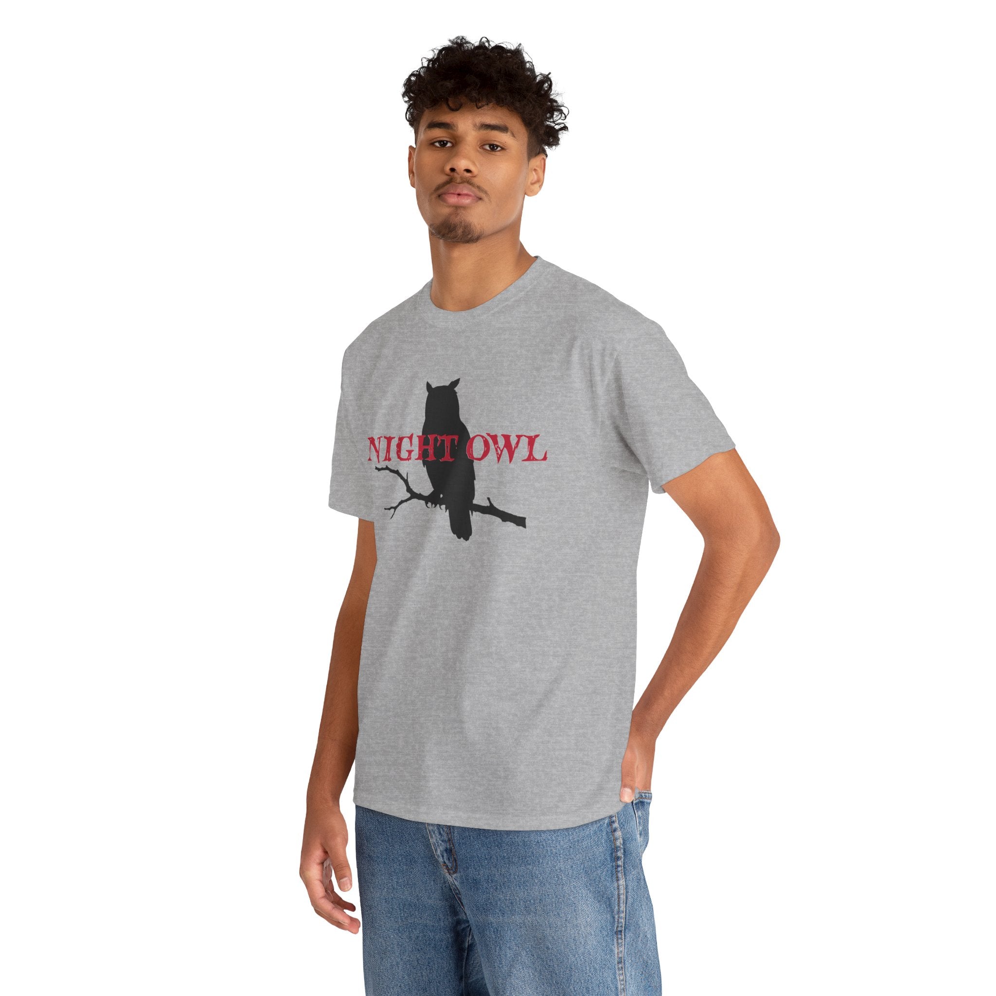 Night Owl T-Shirt — Silhouette Owl on Branch Graphic Tee