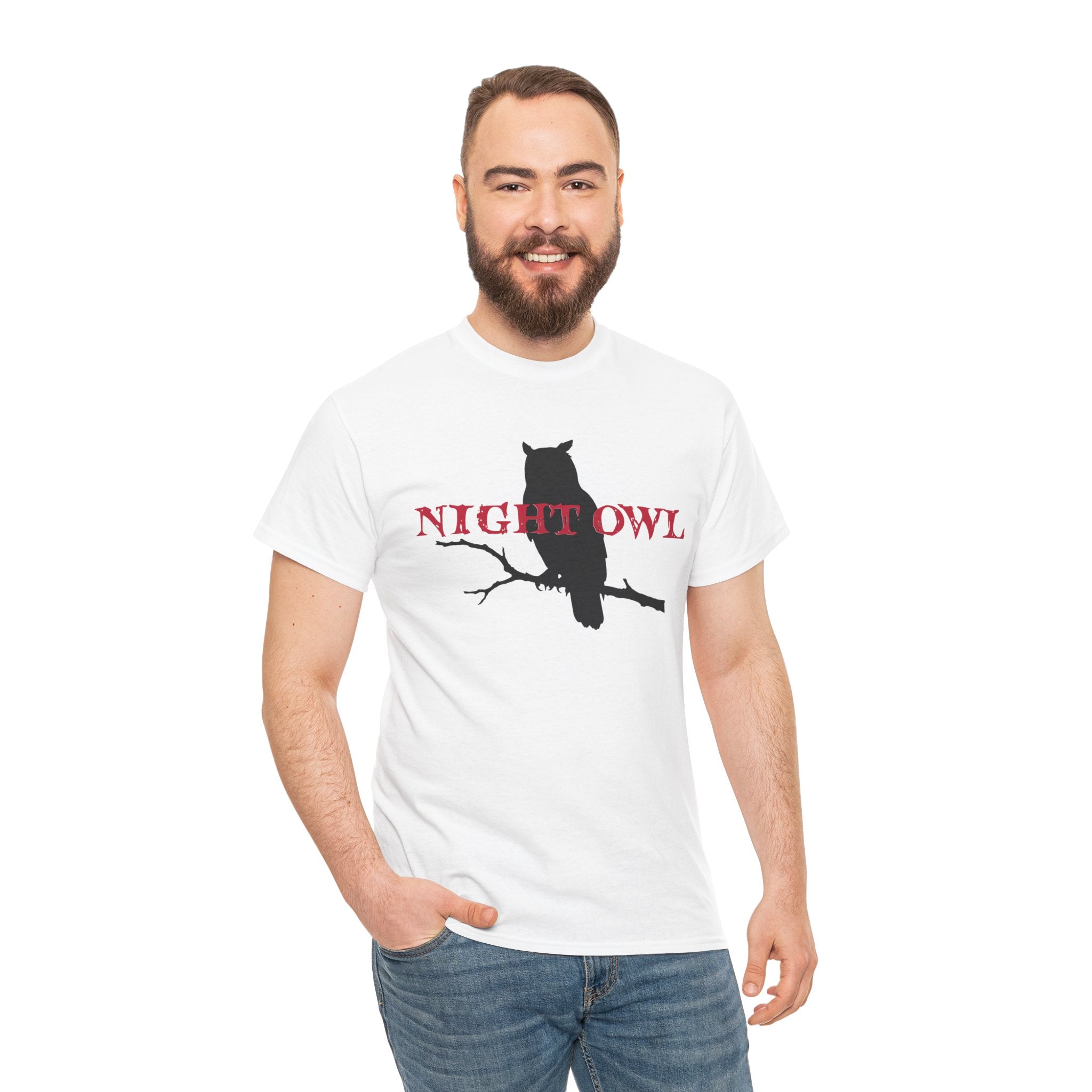 Night Owl T-Shirt — Silhouette Owl on Branch Graphic Tee