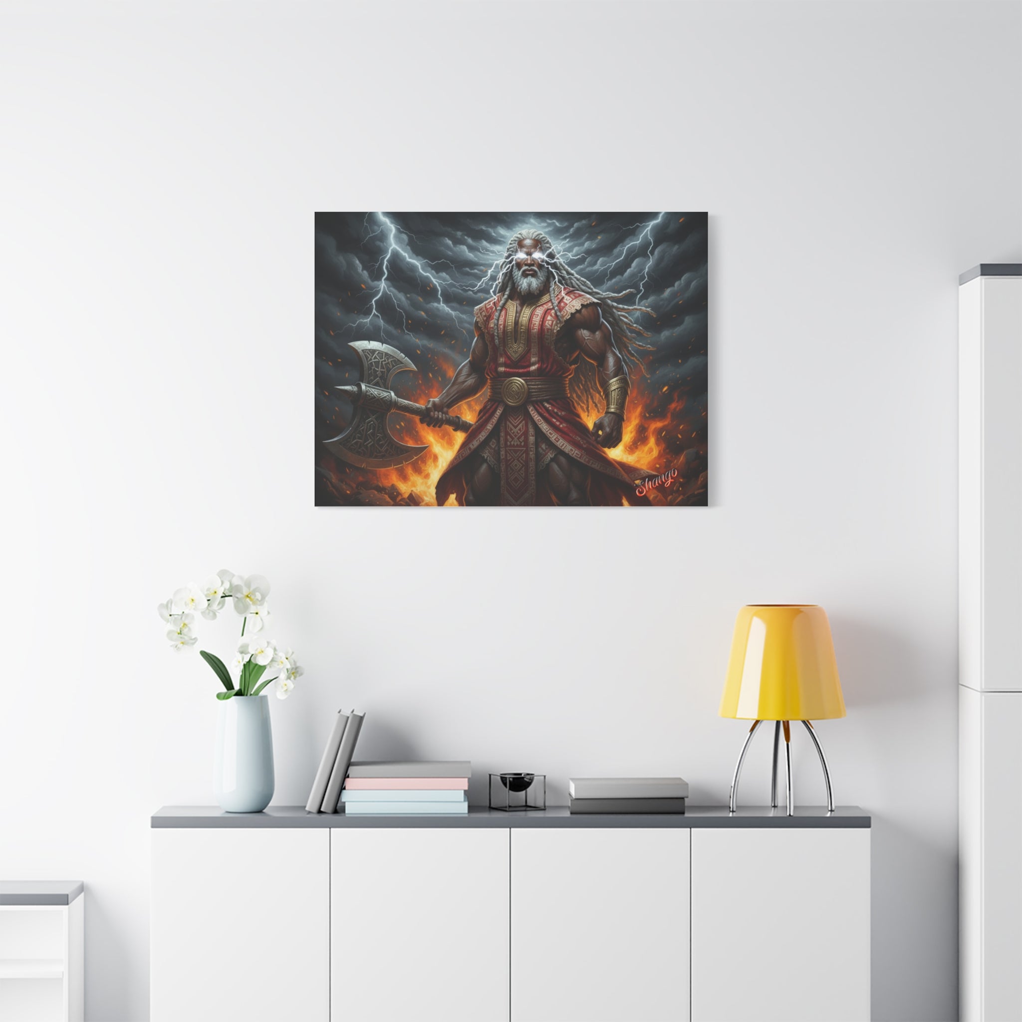 Shango, Lord of Thunder — Lightning & Fire Canvas  Mythic + Regal