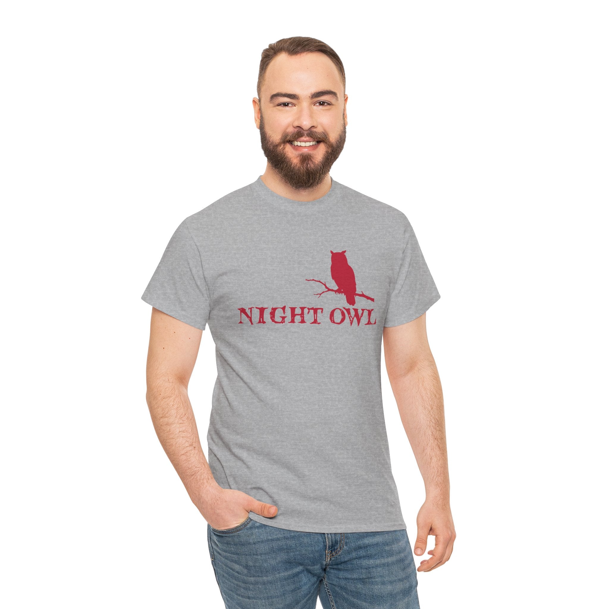 Night Owl Red Graphic Tee — Unisex Statement Shirt