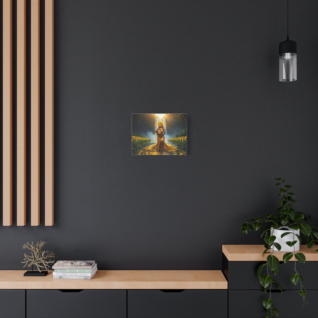 Oshun Golden Motherhood Canvas Print — Afro Goddess Maternity Wall Art