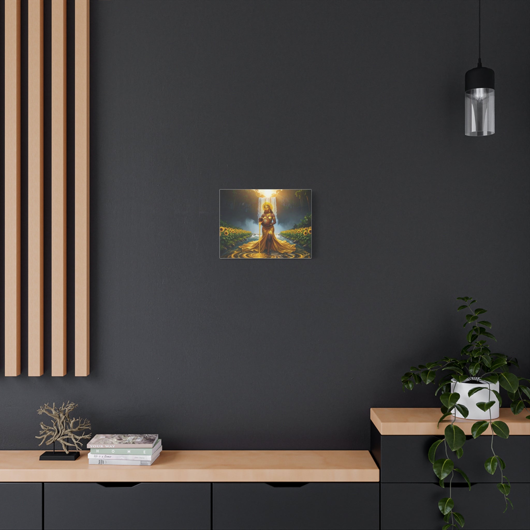 Oshun Golden Motherhood Canvas Print — Afro Goddess Maternity Wall Art