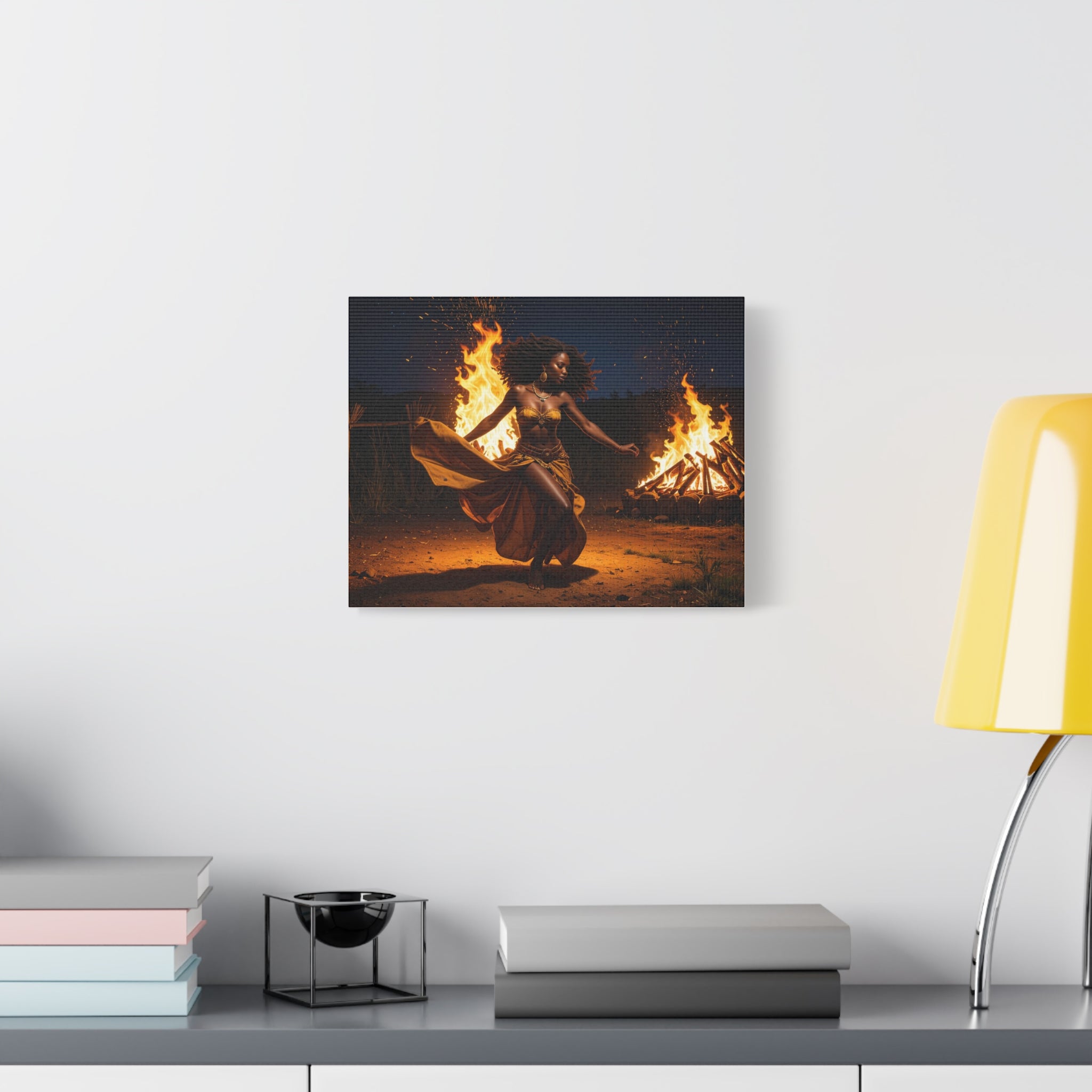 Afro Fire Dancer Matte Canvas Print — Stretched Wall Art