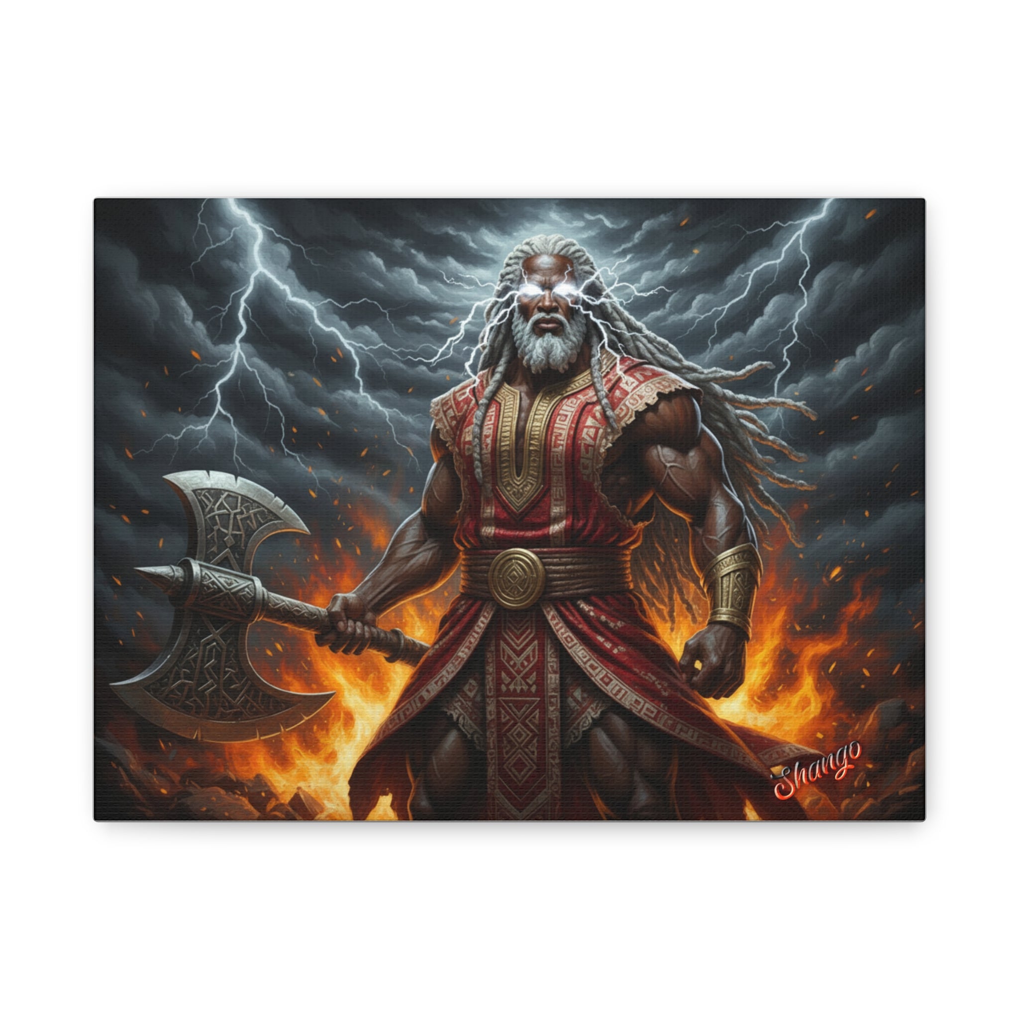 Shango, Lord of Thunder — Lightning & Fire Canvas  Mythic + Regal
