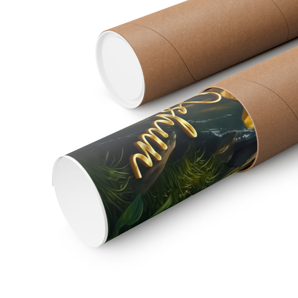 Oshun Goddess Poster — Golden Waterfall Maternity Art Matte Horizontal Print